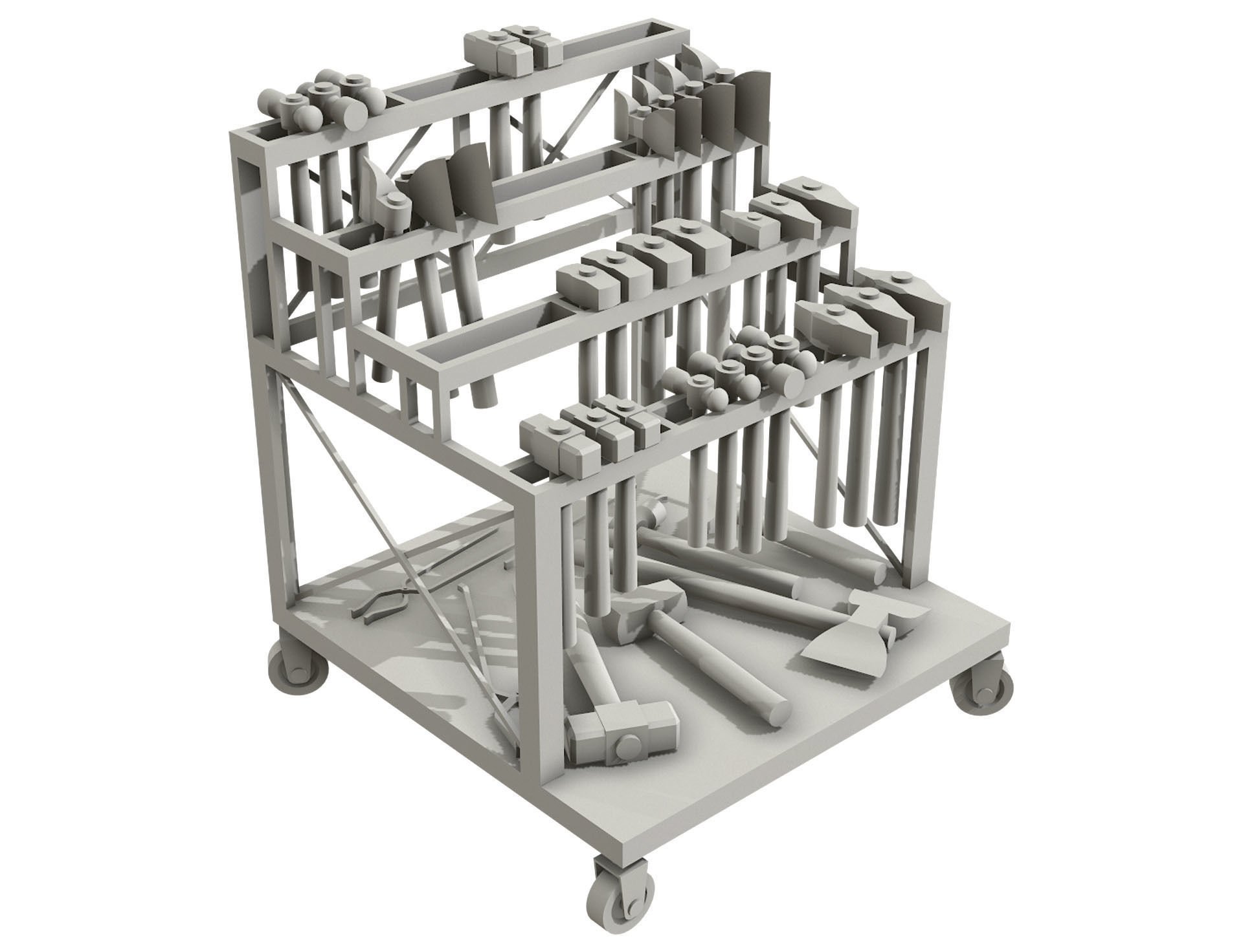 Ironwork Tools Rack 3 Low-poly 3D model_13