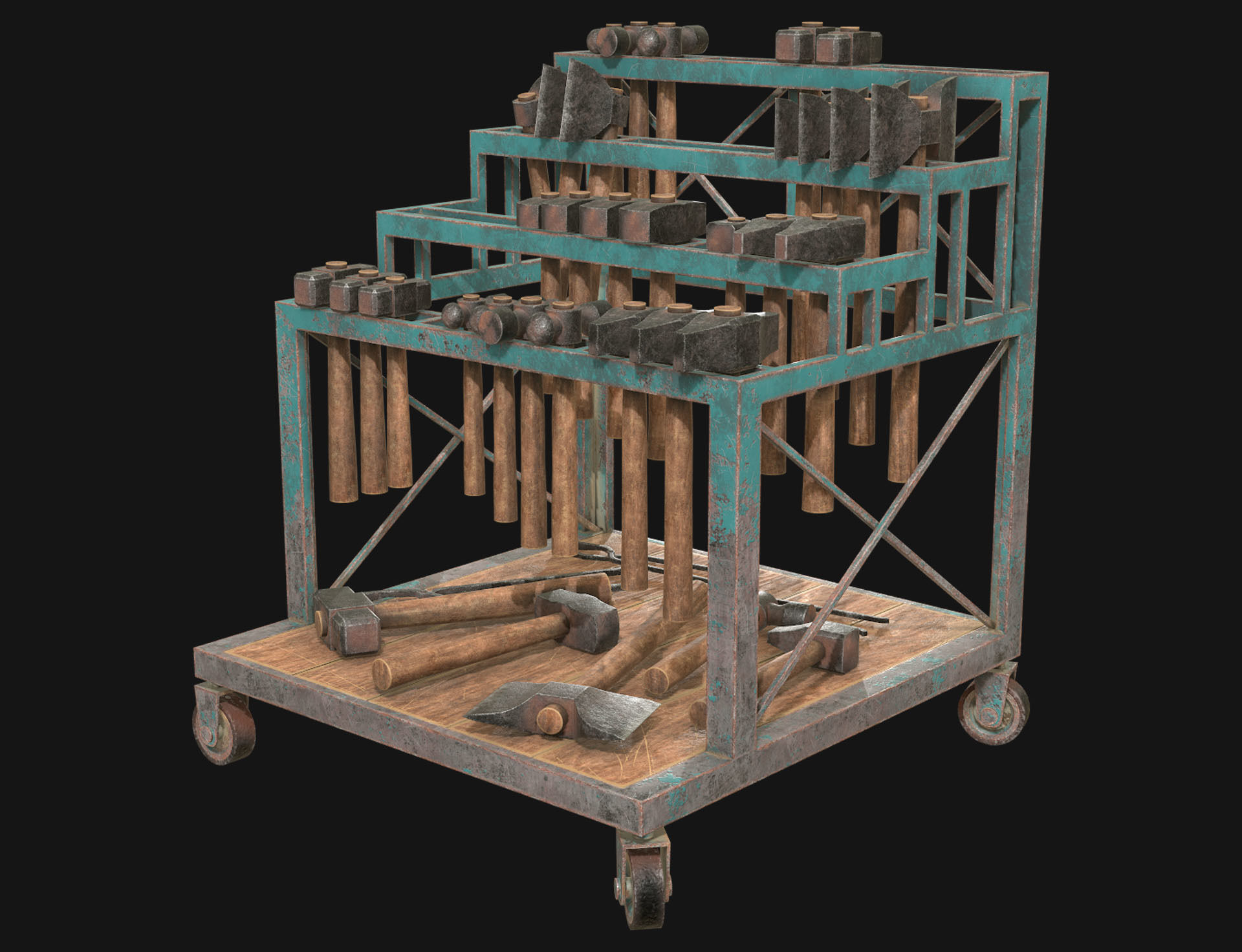 Ironwork Tools Rack 3 Low-poly 3D model_3