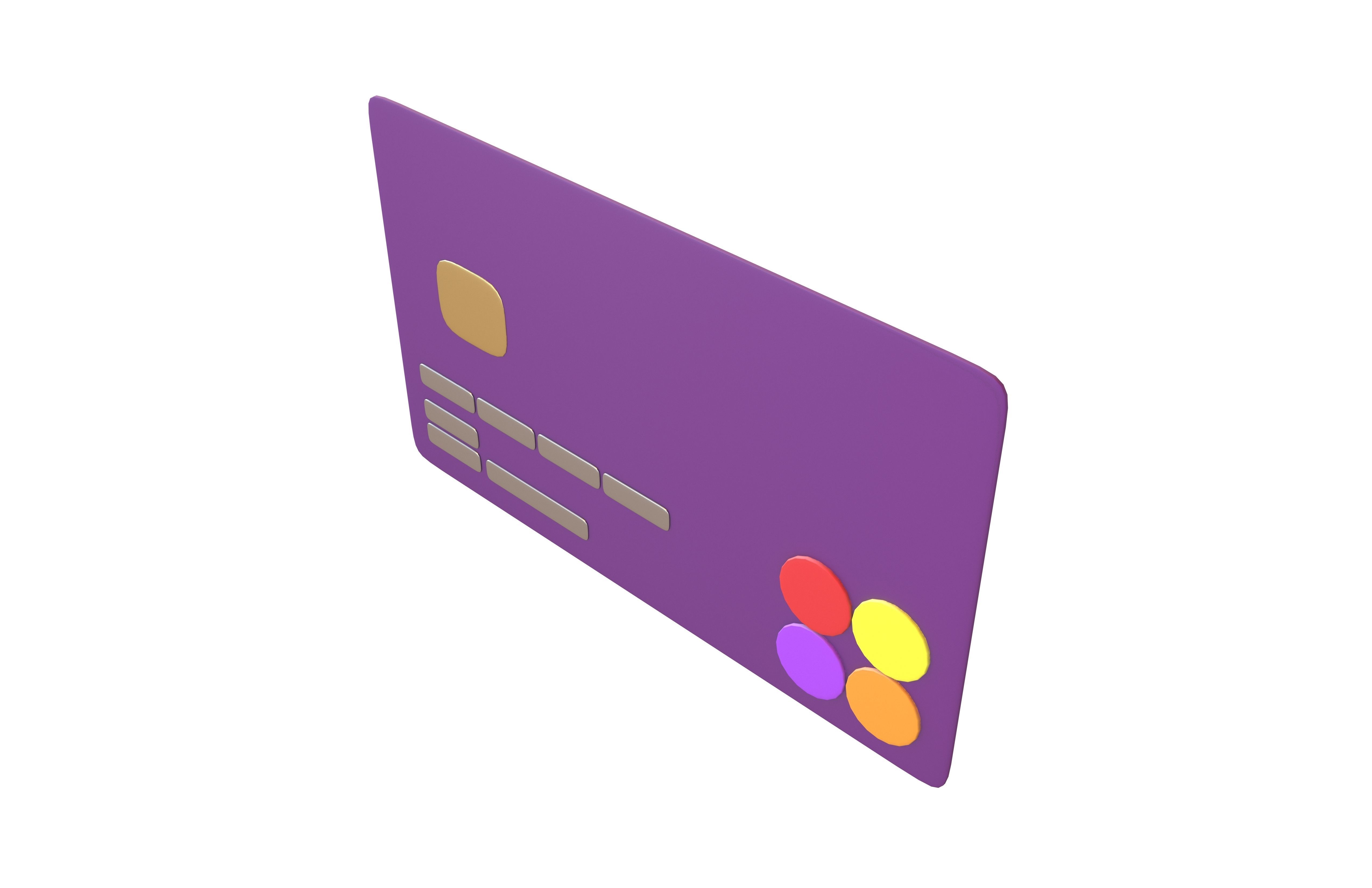 Cartoon Credit Card v2 002 Low-poly 3D model_1