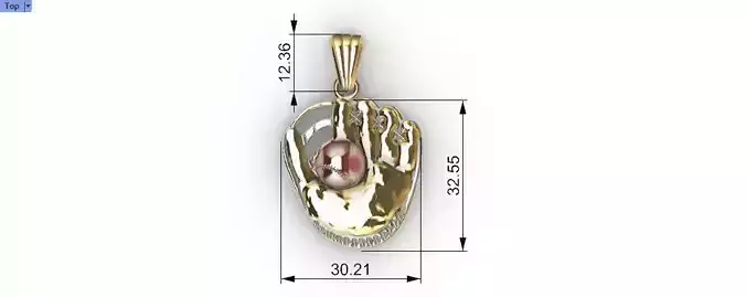   Baseball or Softball Glove Ball Charm Pendant necklace jewelry 3D print model