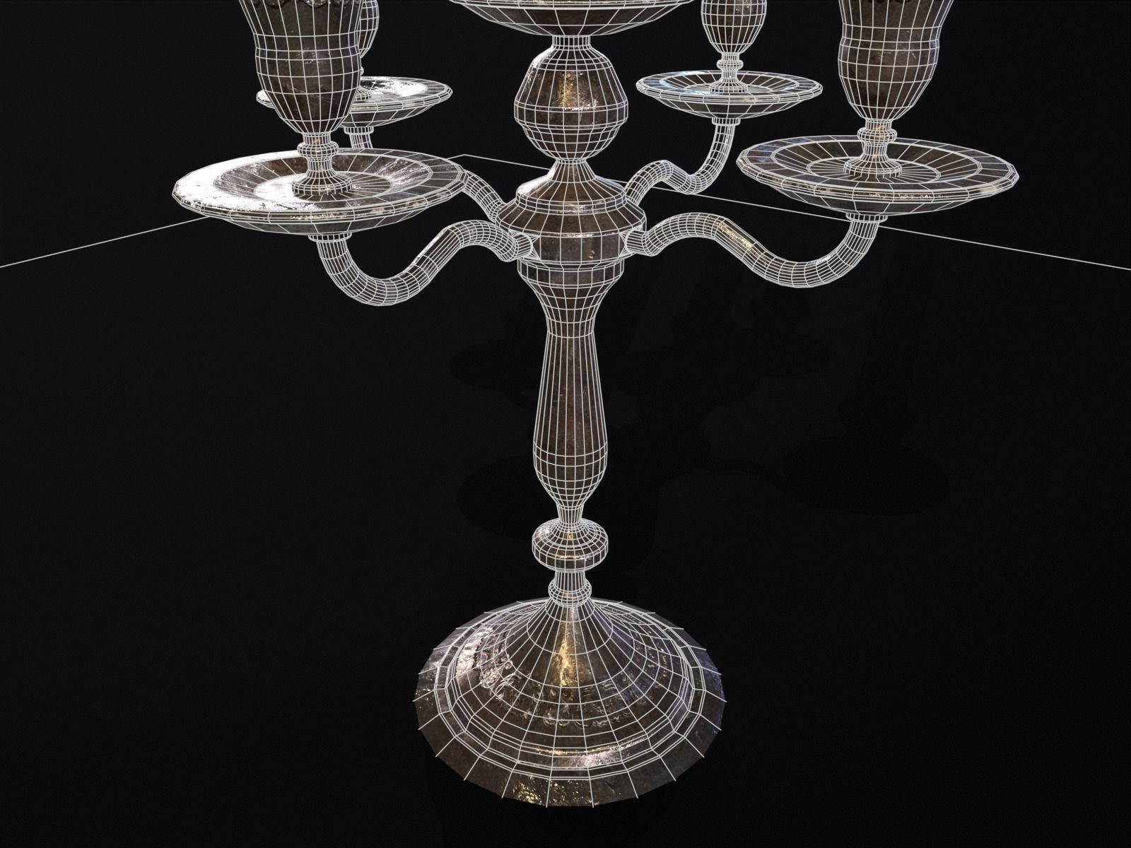 Iron Cased Five Point Candelabra Low-poly 3D model_17