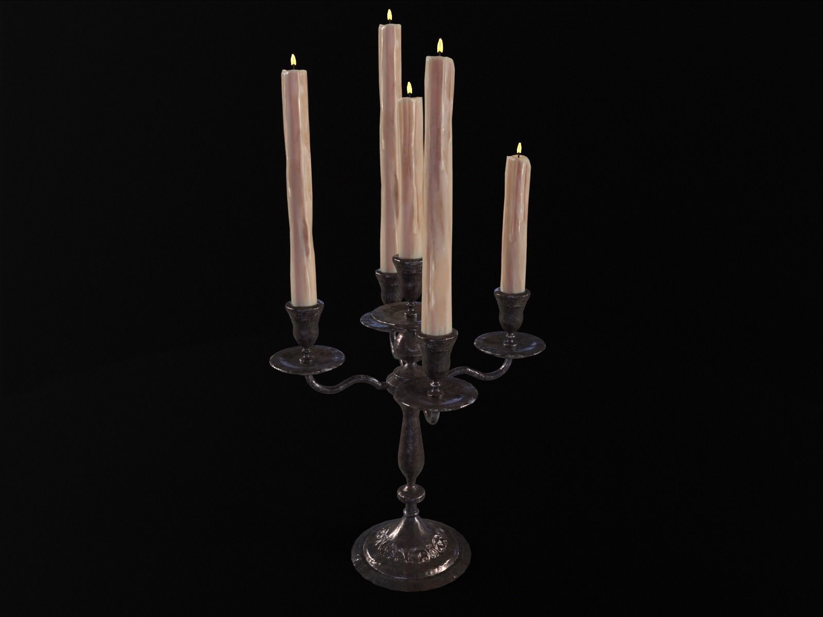 Iron Cased Five Point Candelabra Low-poly 3D model_4
