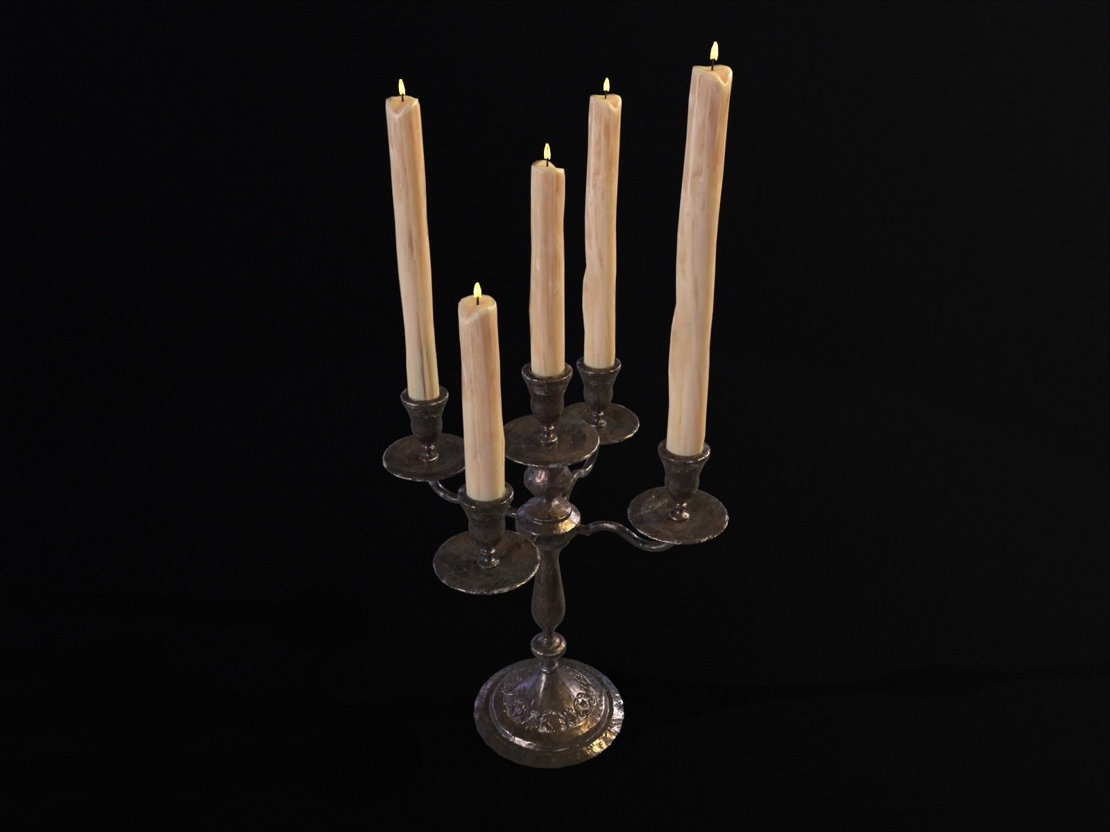Iron Cased Five Point Candelabra Low-poly 3D model_10