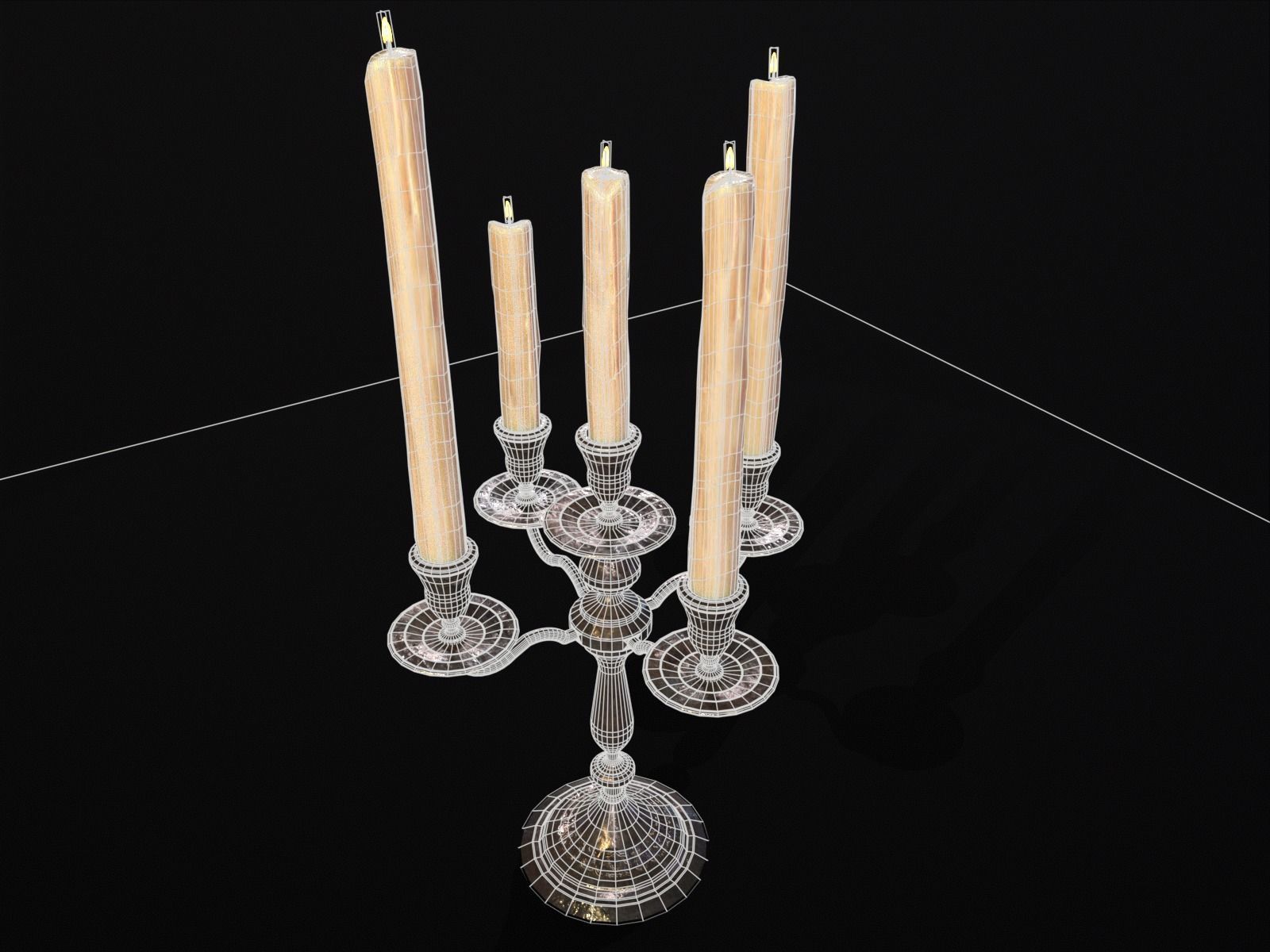 Iron Cased Five Point Candelabra Low-poly 3D model_19
