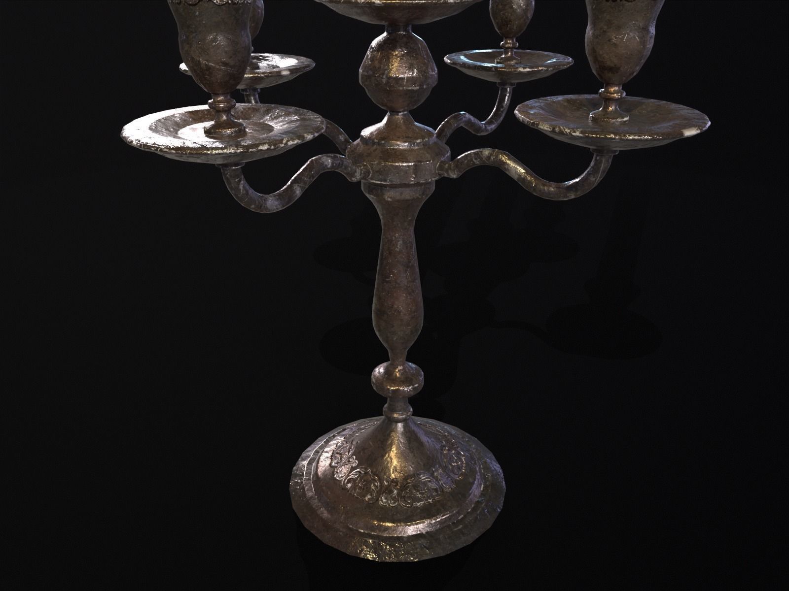 Iron Cased Five Point Candelabra Low-poly 3D model_16