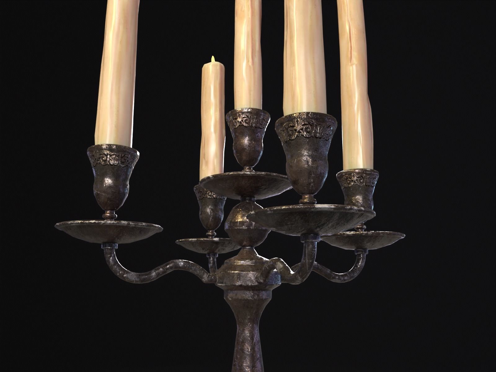 Iron Cased Five Point Candelabra Low-poly 3D model_14