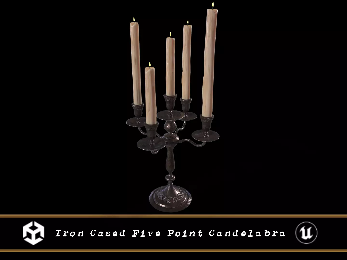 Iron Cased Five Point Candelabra Low-poly 3D model_0