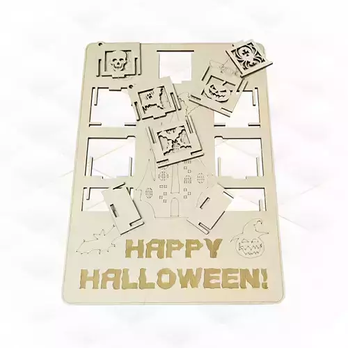 Gift Halloween card laser cut svg dxf design 3D print model