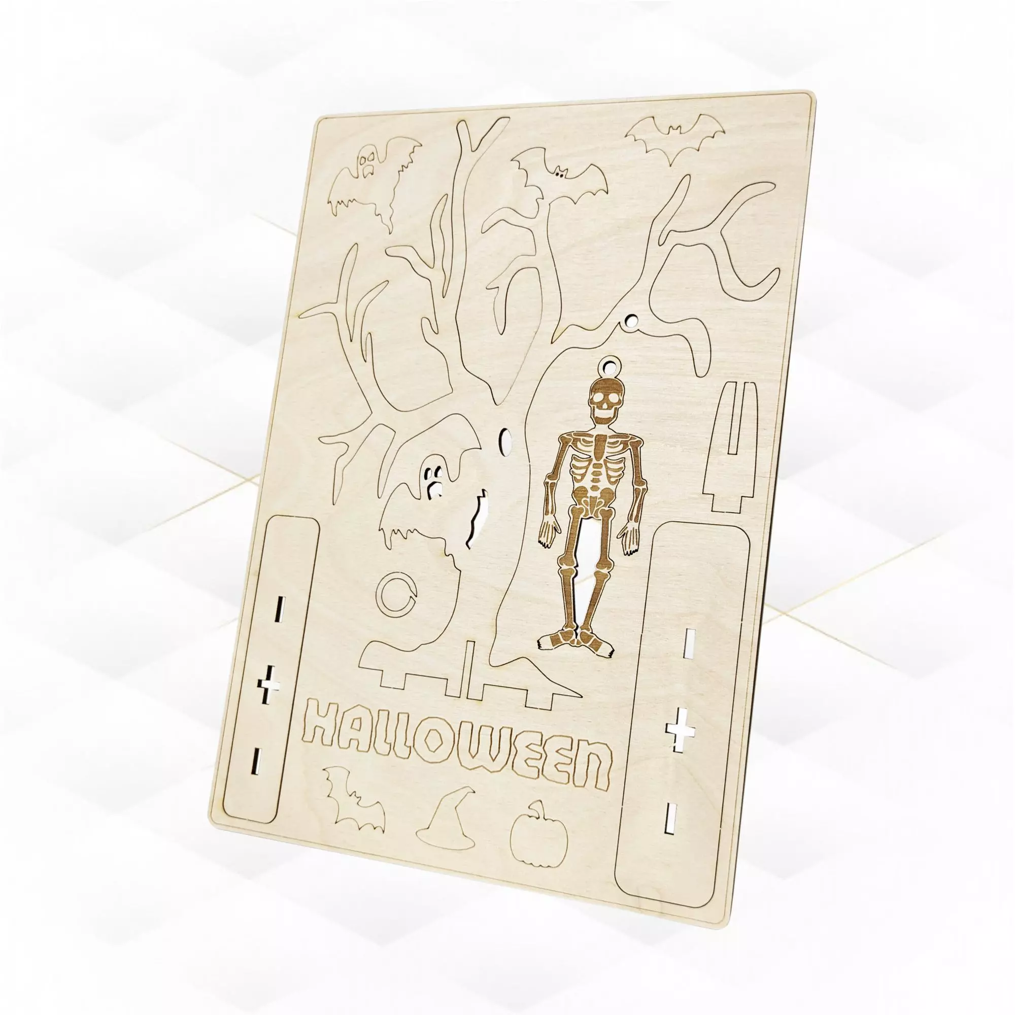 Halloween Gift card design for laser cut 3D print model_0