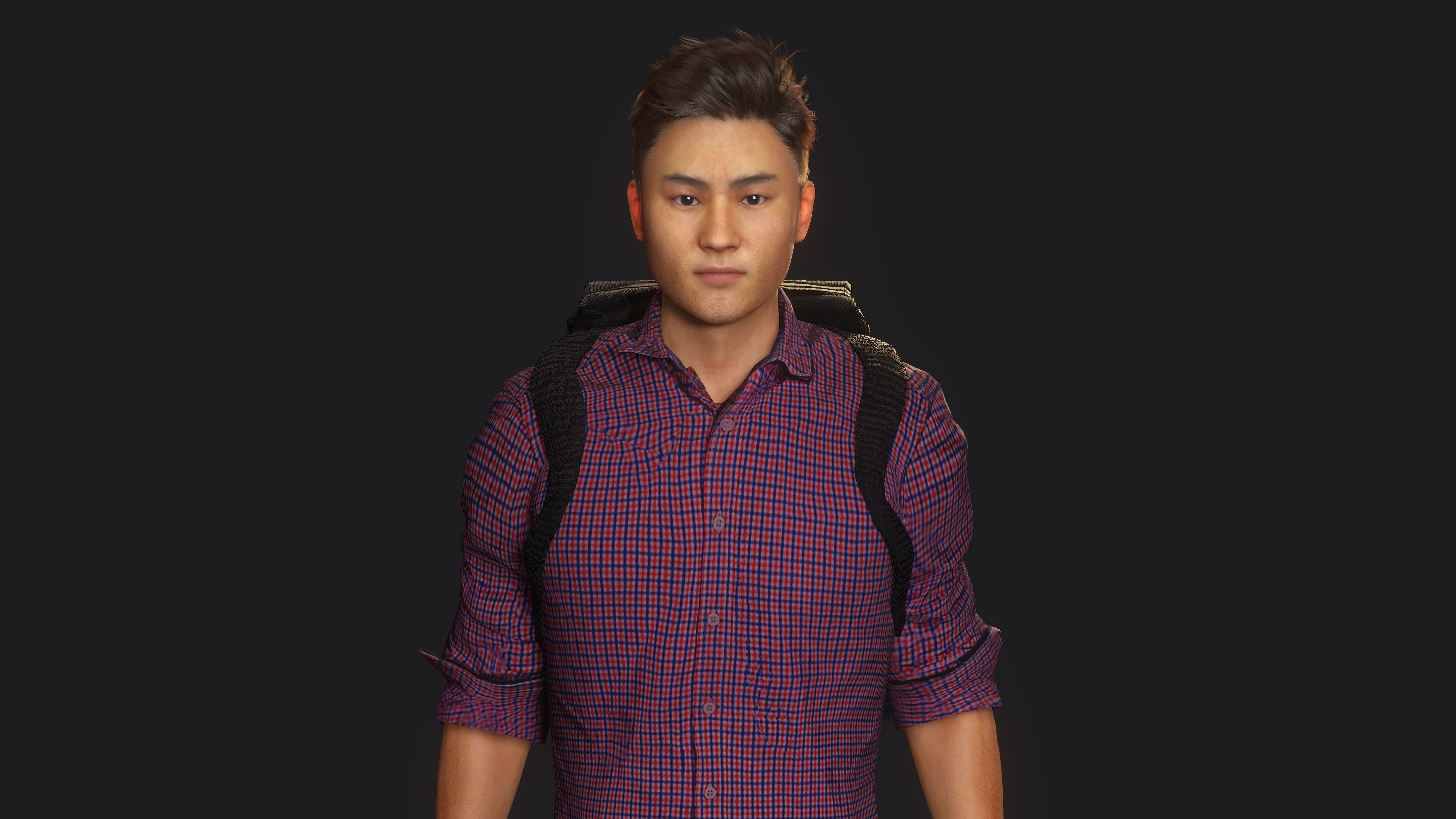 AAA 3D REALISTIC CHARACTER - ASIAN YOUNG CHINESE MAN  Low-poly 3D model_6