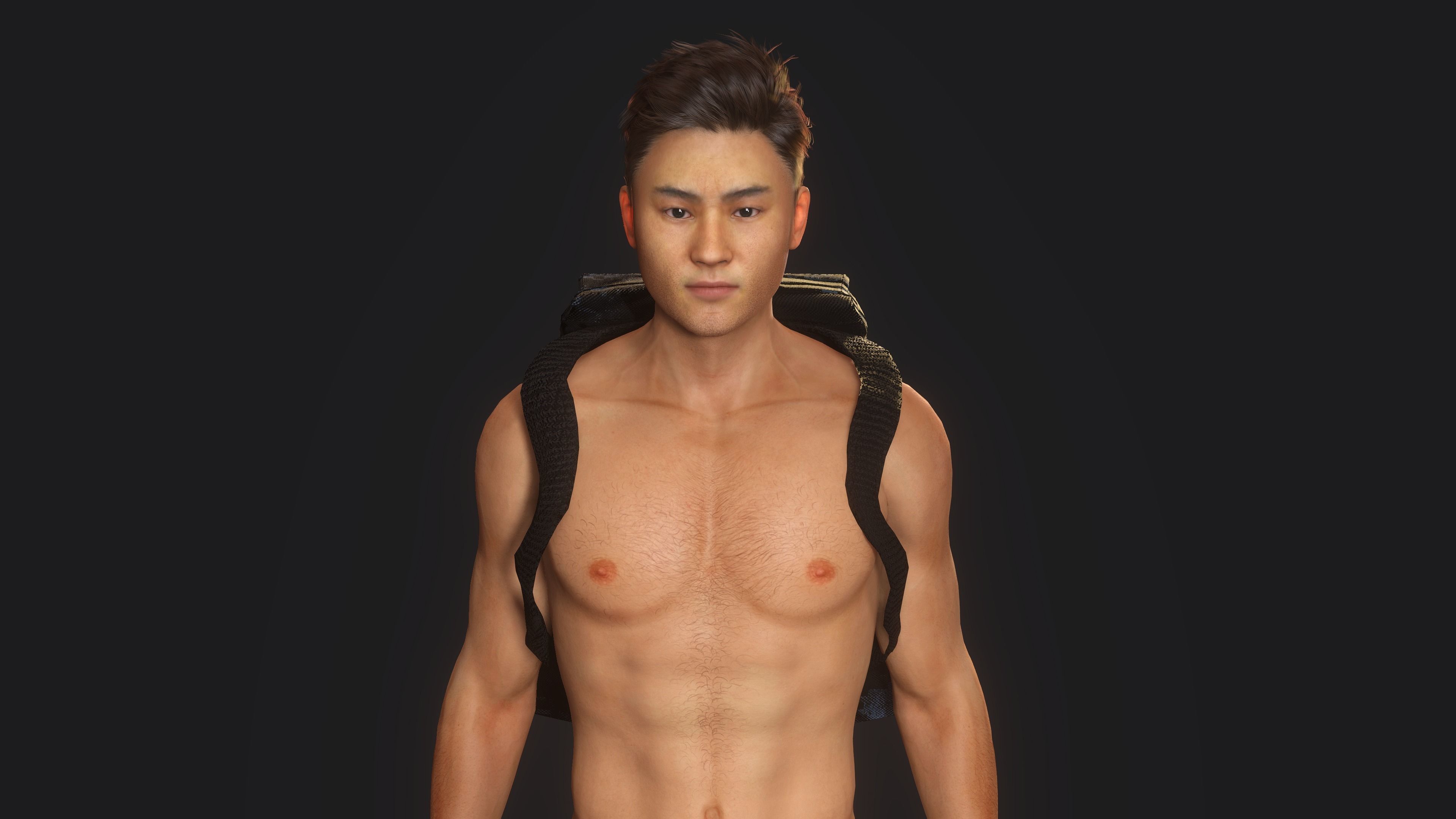 AAA 3D REALISTIC CHARACTER - ASIAN YOUNG CHINESE MAN  Low-poly 3D model_9