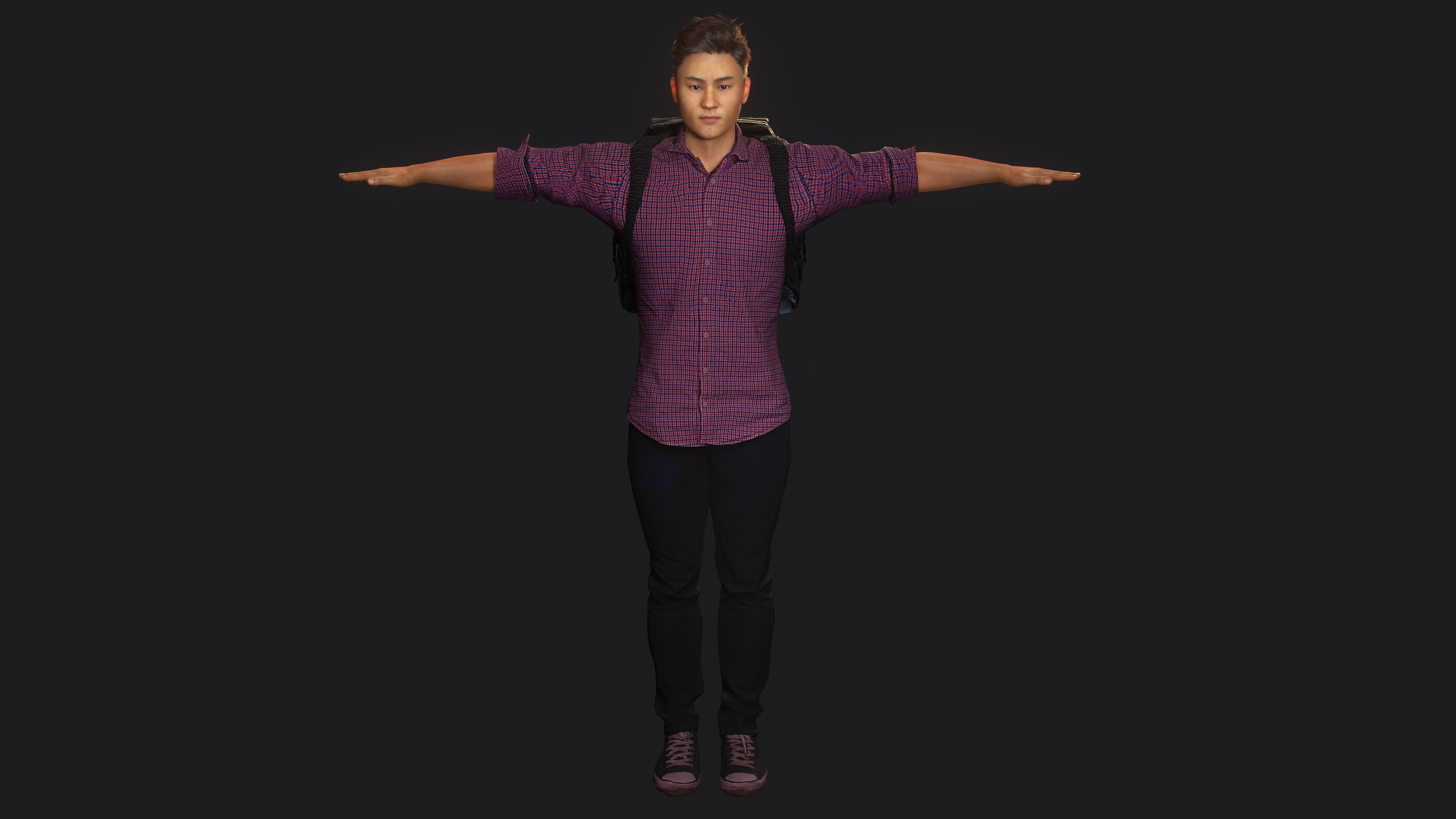 AAA 3D REALISTIC CHARACTER - ASIAN YOUNG CHINESE MAN  Low-poly 3D model_14