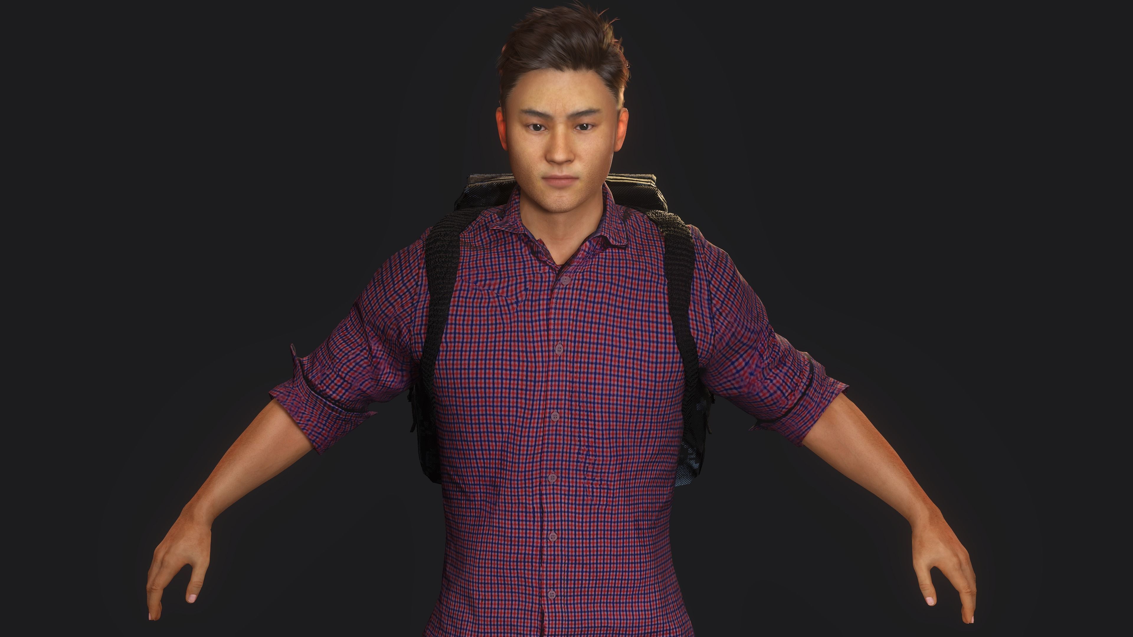 AAA 3D REALISTIC CHARACTER - ASIAN YOUNG CHINESE MAN  Low-poly 3D model_5