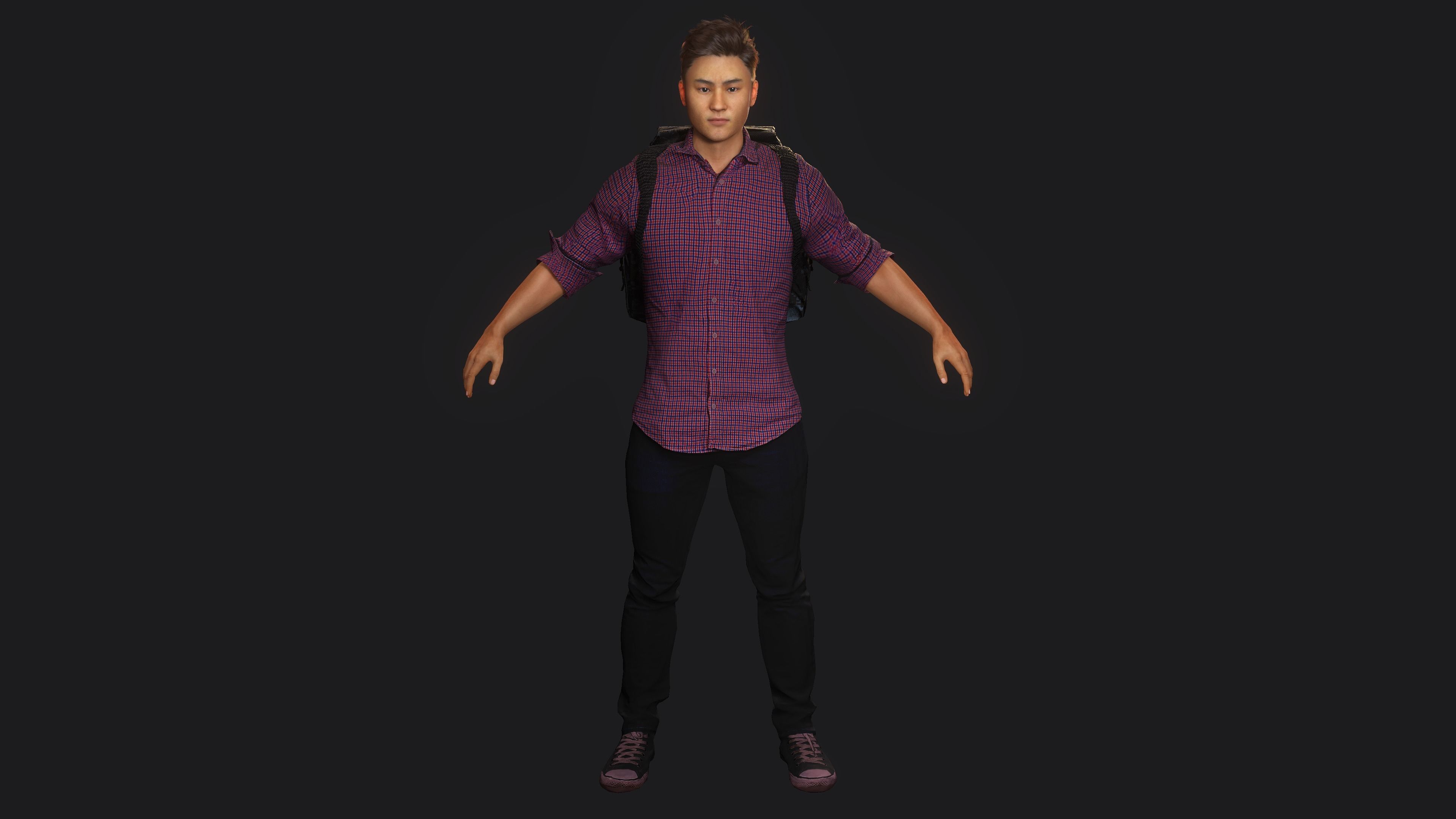 AAA 3D REALISTIC CHARACTER - ASIAN YOUNG CHINESE MAN  Low-poly 3D model_1