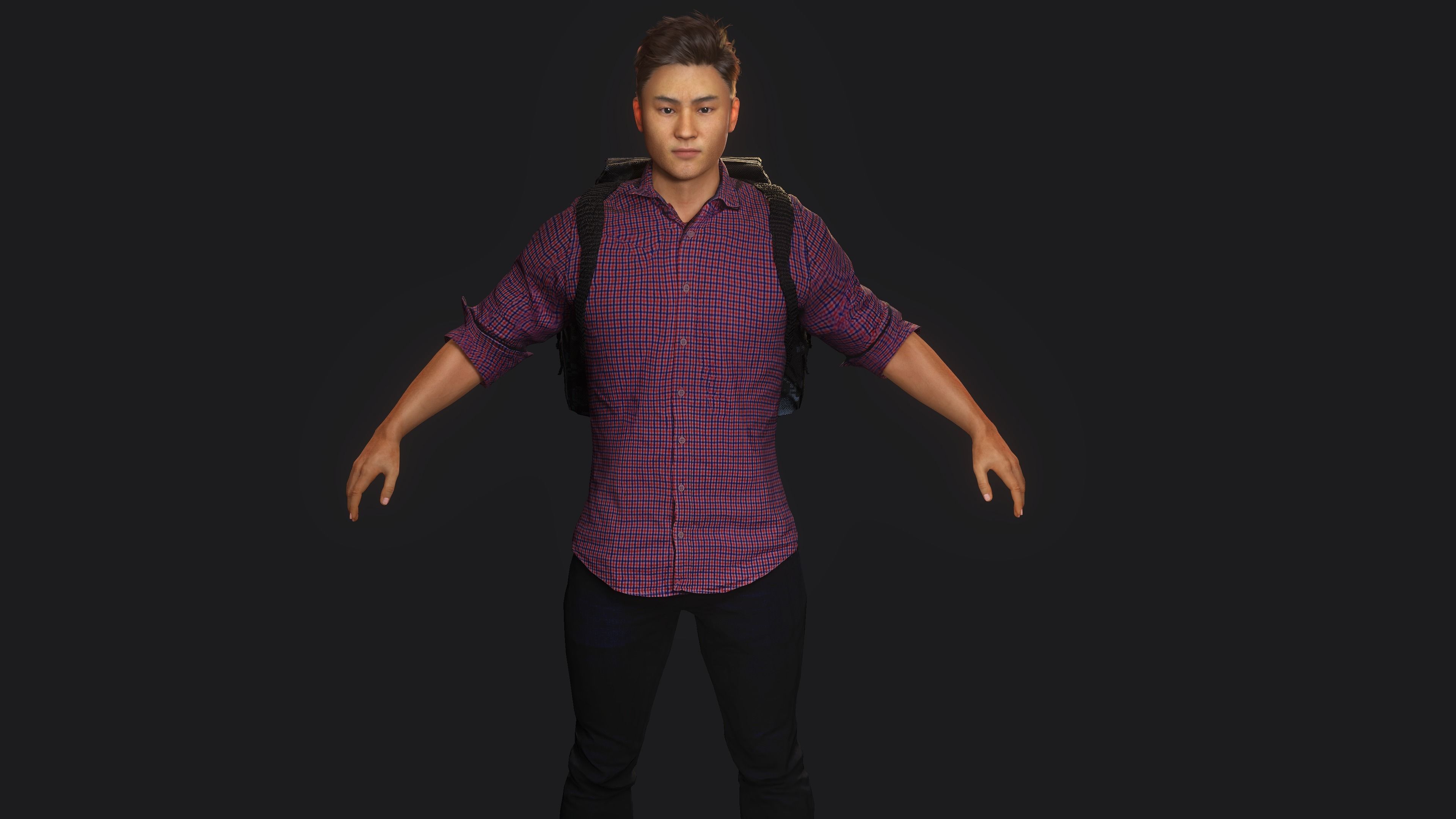 AAA 3D REALISTIC CHARACTER - ASIAN YOUNG CHINESE MAN  Low-poly 3D model_2