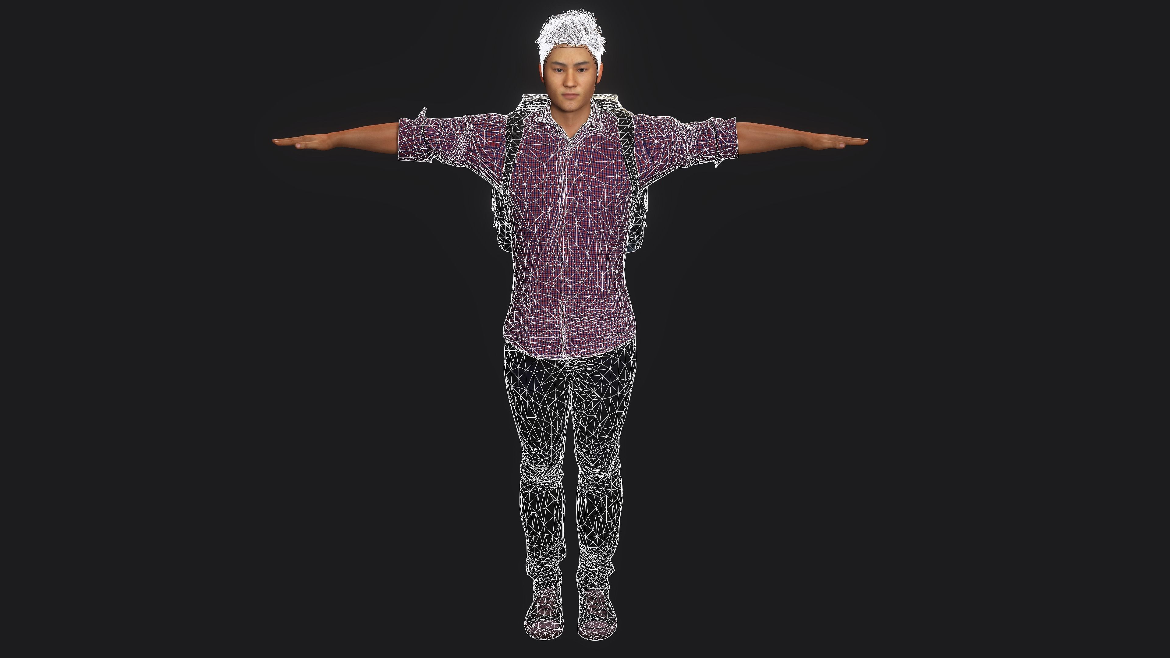 AAA 3D REALISTIC CHARACTER - ASIAN YOUNG CHINESE MAN  Low-poly 3D model_15