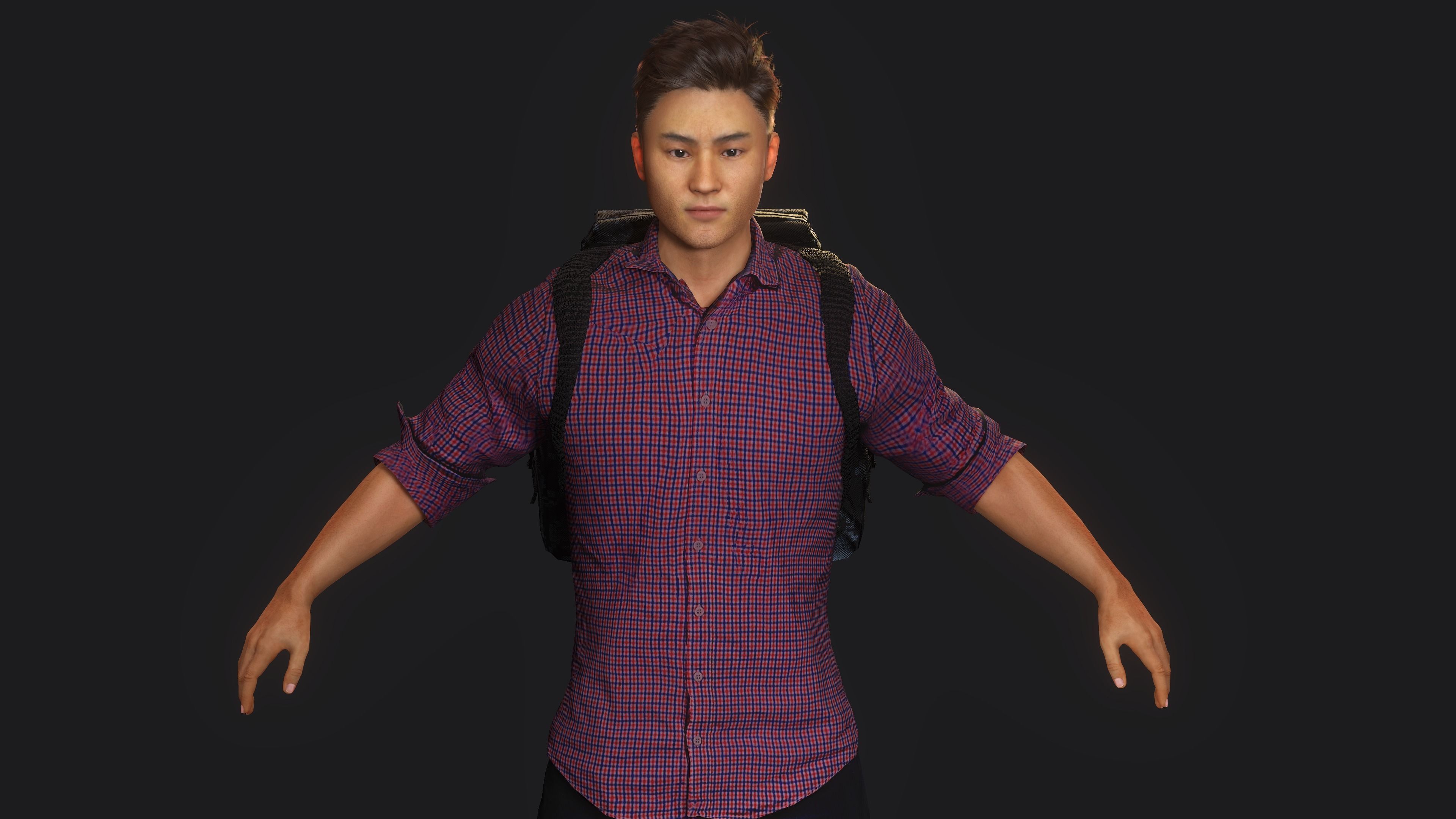 AAA 3D REALISTIC CHARACTER - ASIAN YOUNG CHINESE MAN  Low-poly 3D model_4