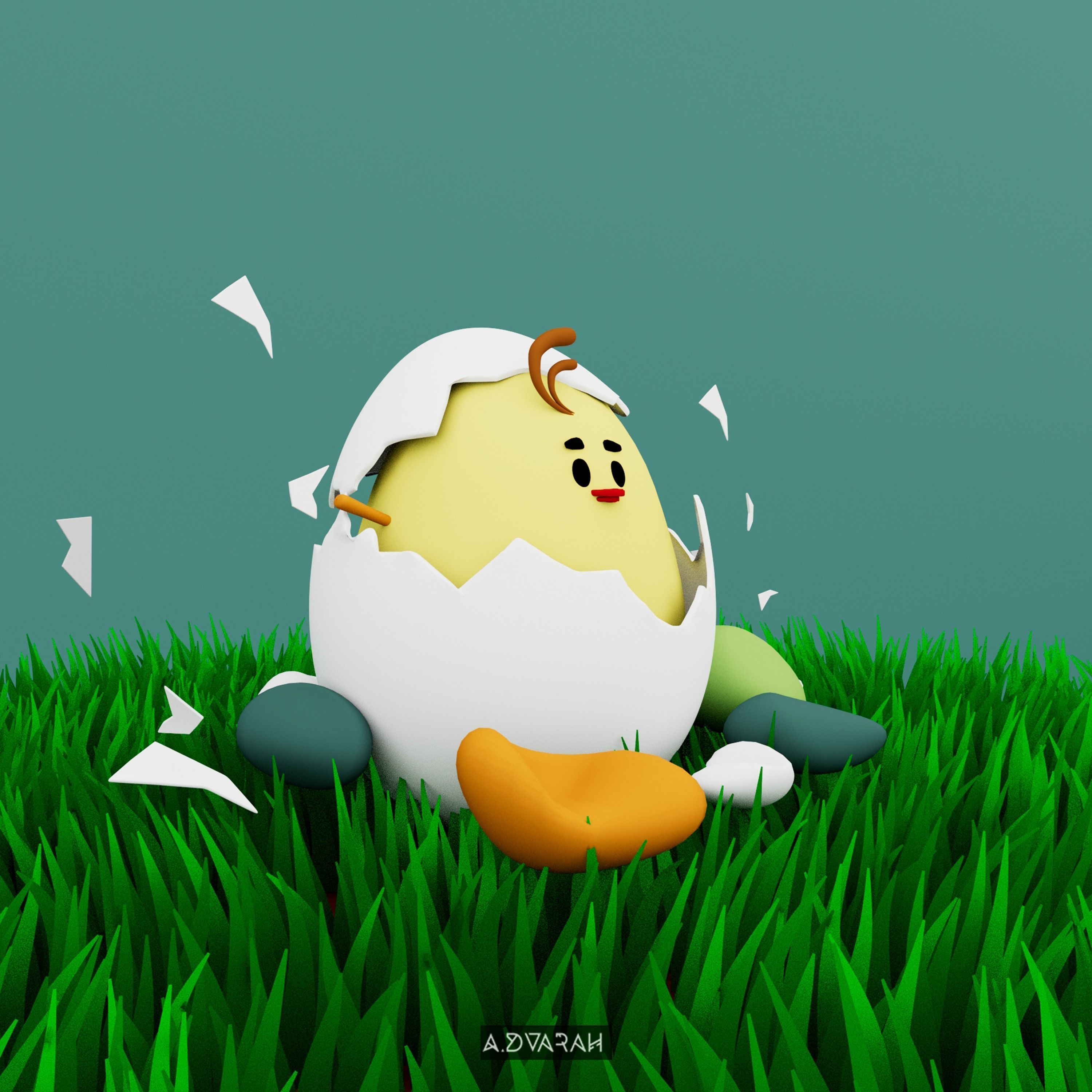 Chick Hatching and Shell 3D model or chicken 3d model Low-poly 3D model_9