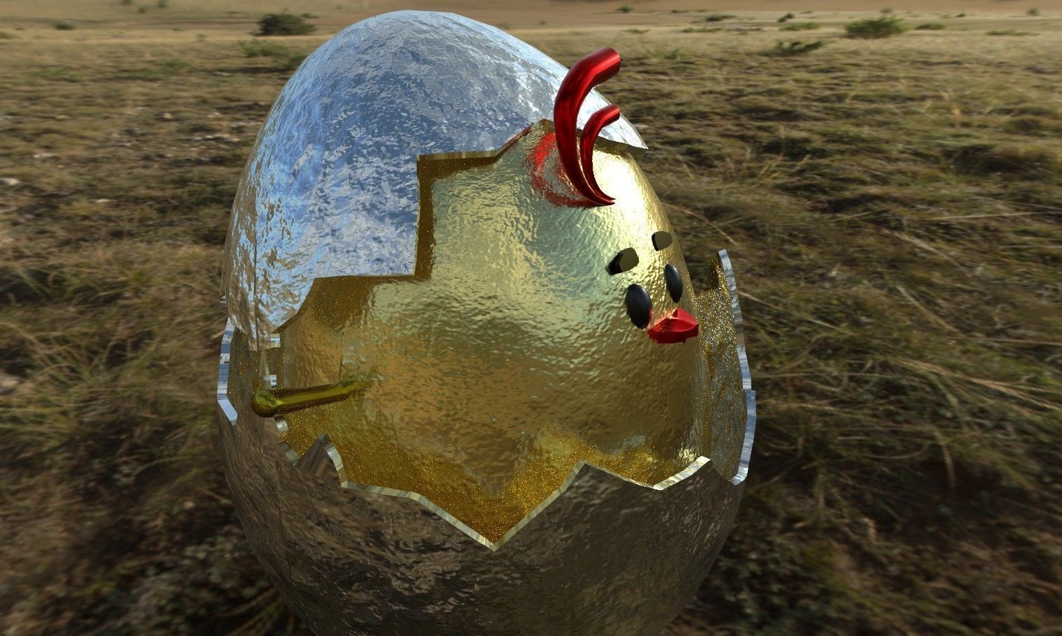 Chick Hatching and Shell 3D model or chicken 3d model Low-poly 3D model_6