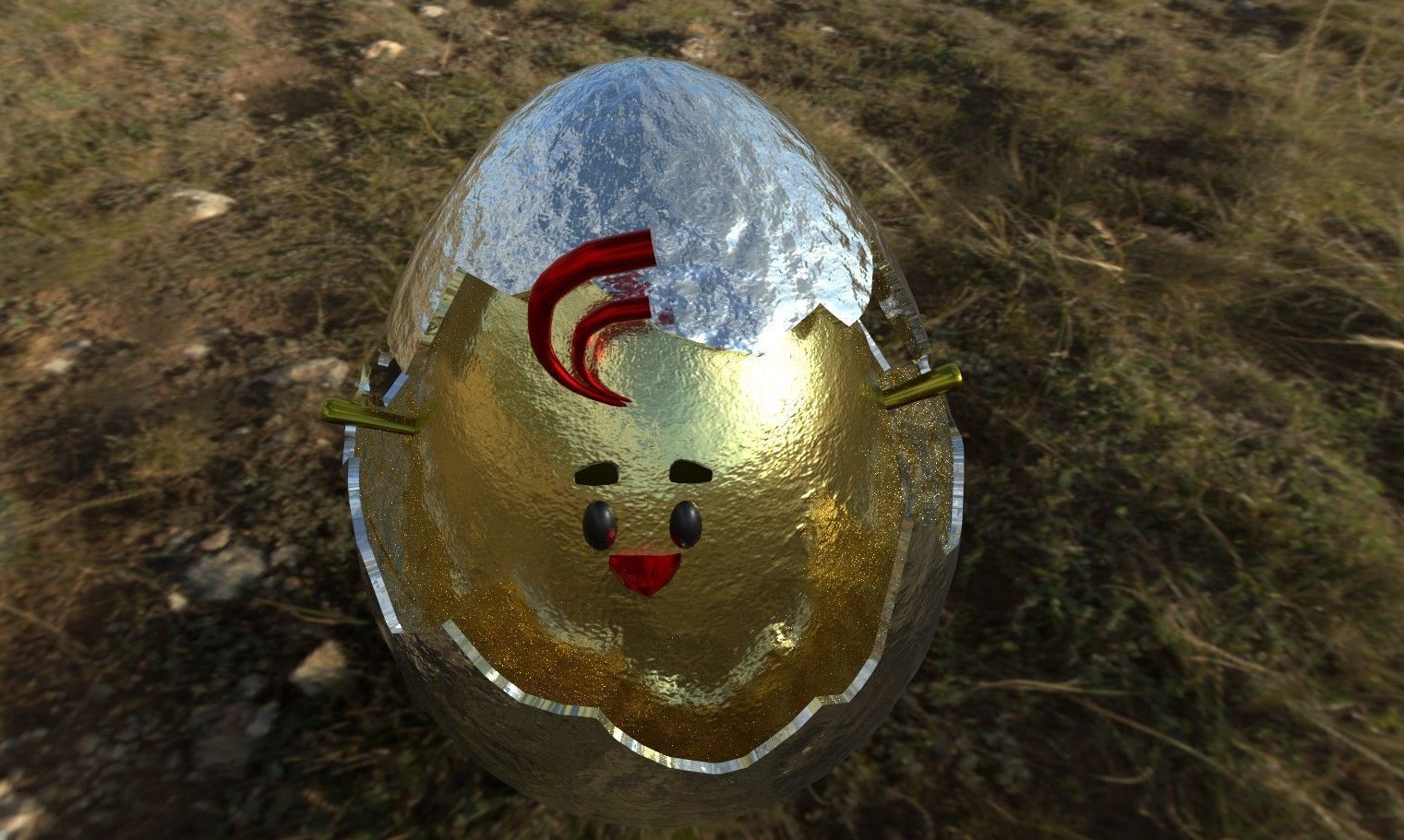 Chick Hatching and Shell 3D model or chicken 3d model Low-poly 3D model_8