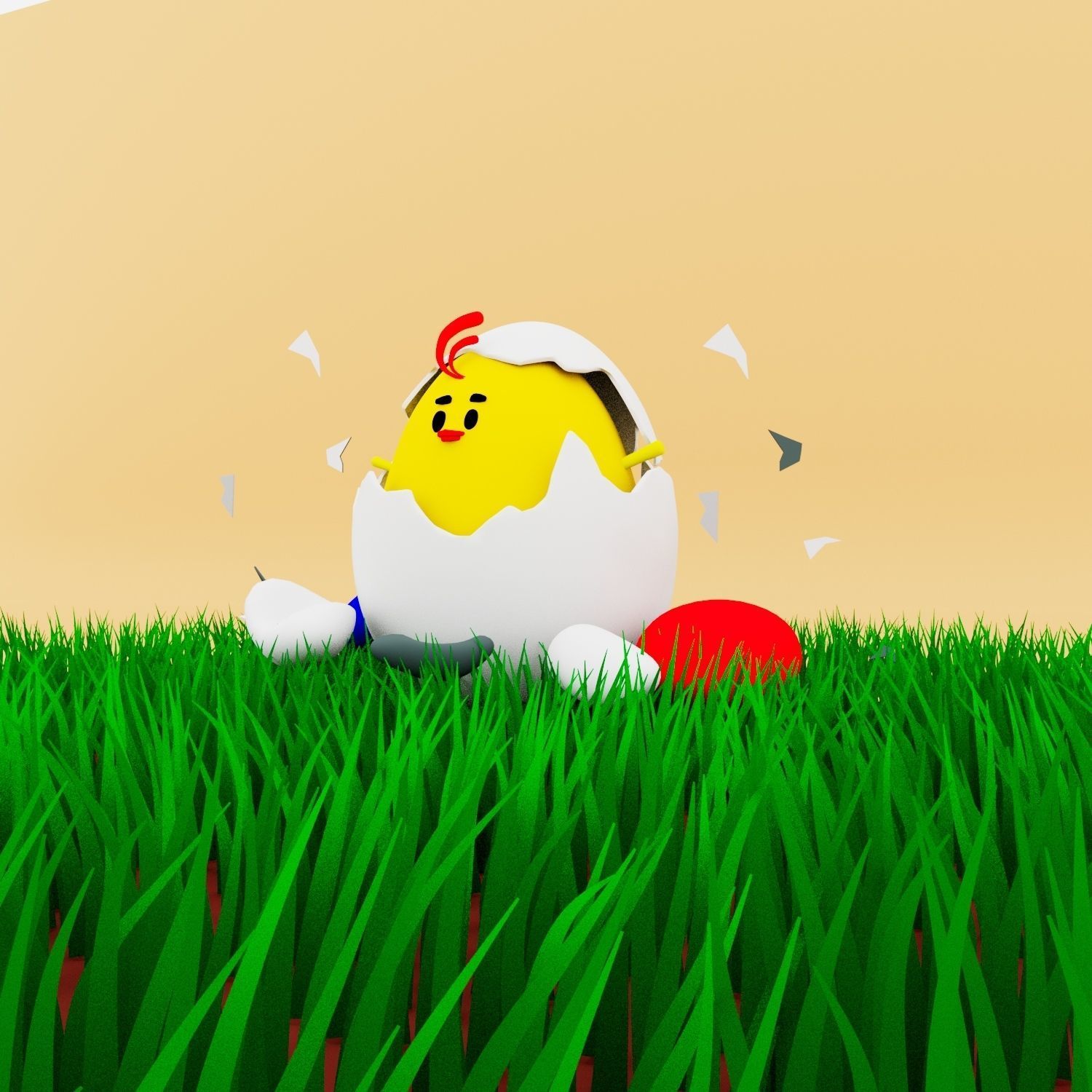 Chick Hatching and Shell 3D model or chicken 3d model Low-poly 3D model_22