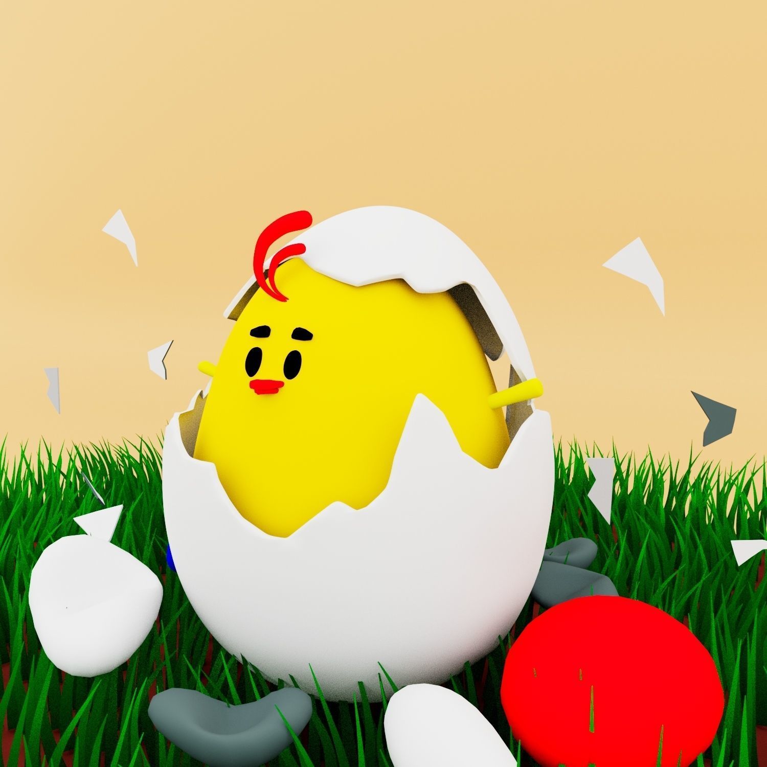 Chick Hatching and Shell 3D model or chicken 3d model Low-poly 3D model_23