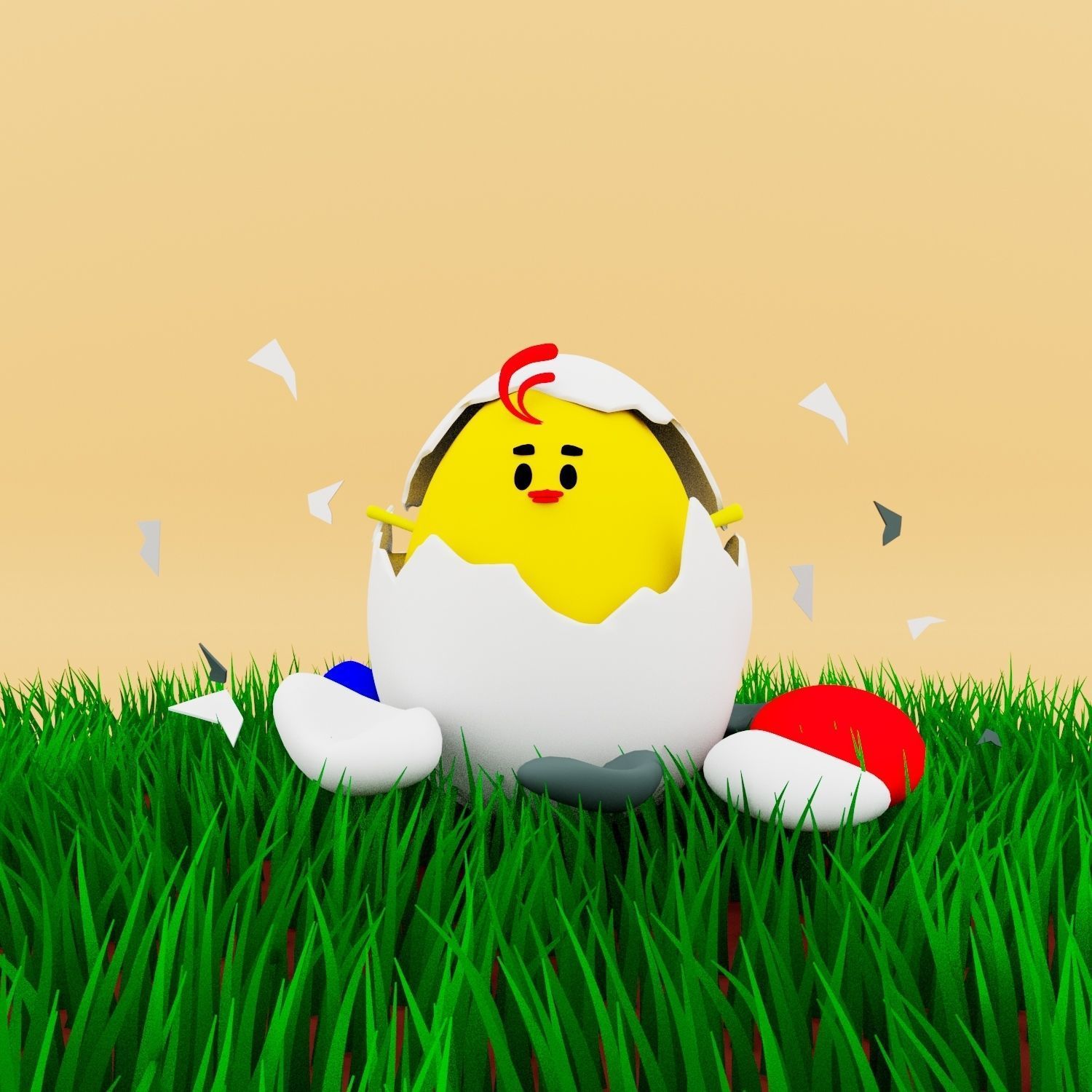 Chick Hatching and Shell 3D model or chicken 3d model Low-poly 3D model_20