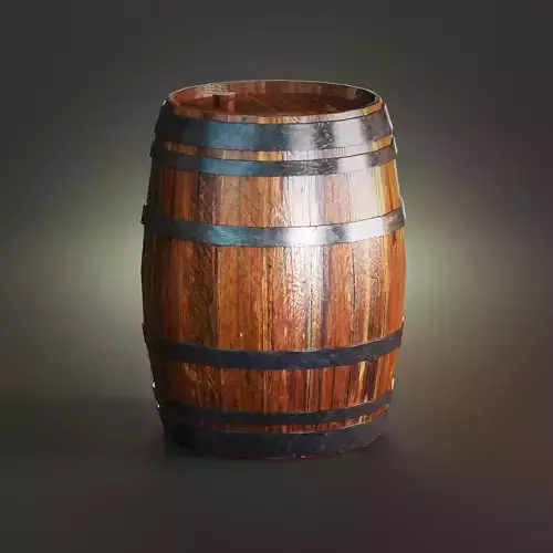 Wooden Barrel 6 rings  Game Ready Low Poly