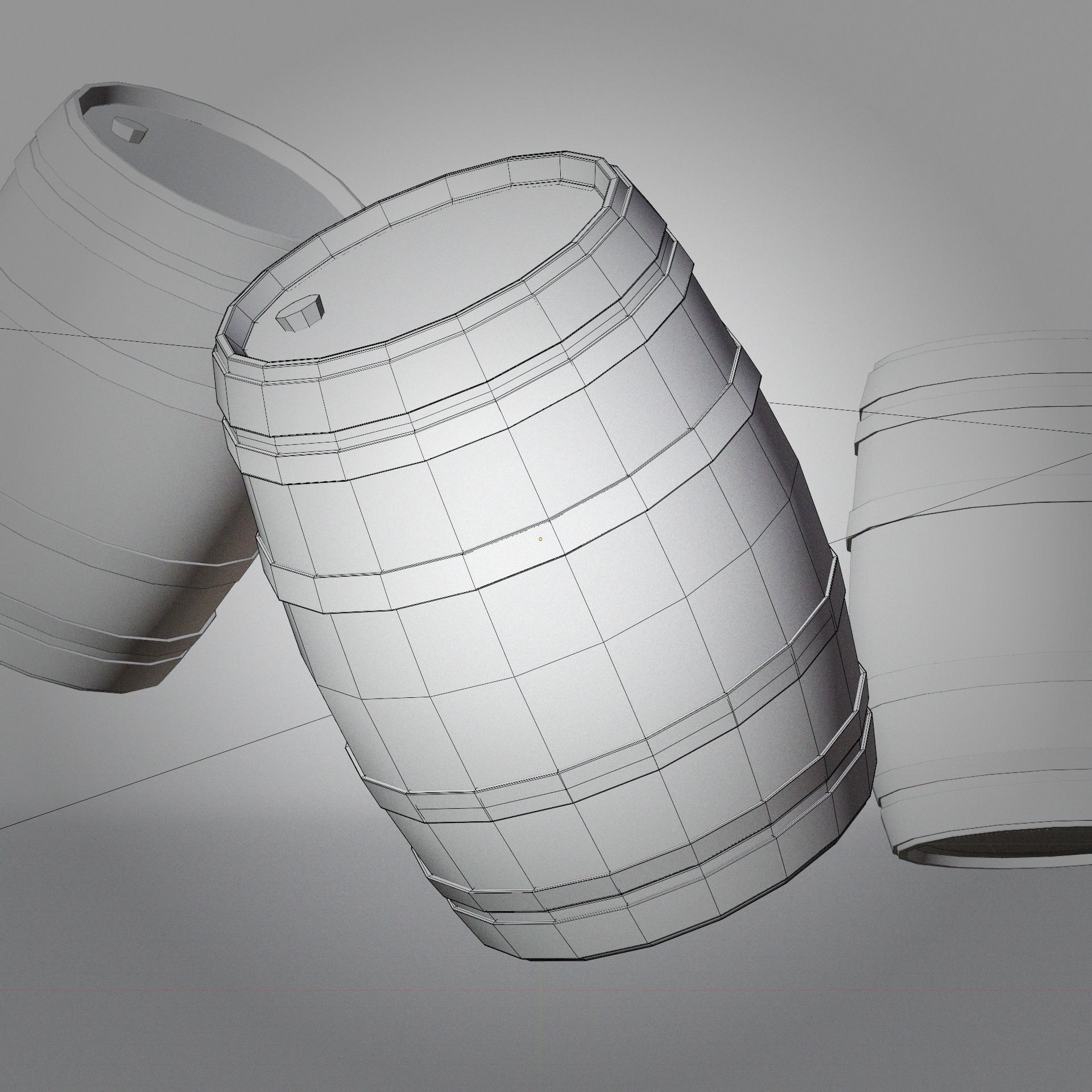 Wooden Barrel 6 rings Game Ready Low Poly Low-poly 3D model_3