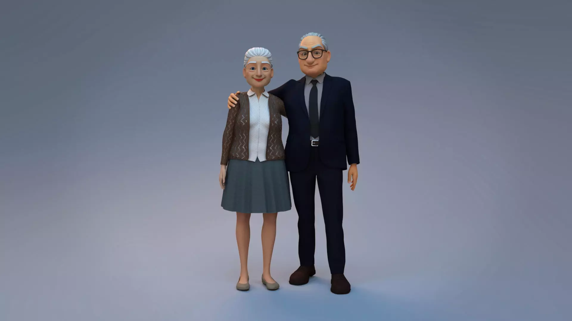 cartoon old couples 3D Model Collection_0