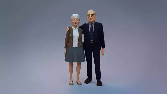 cartoon old couples 3D Model Collection