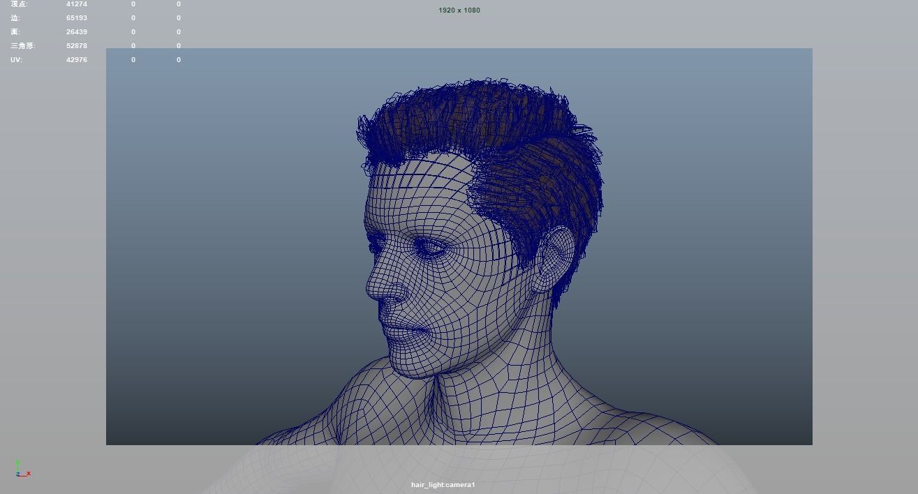 Realistic Male Hair Low-poly 3D model_7