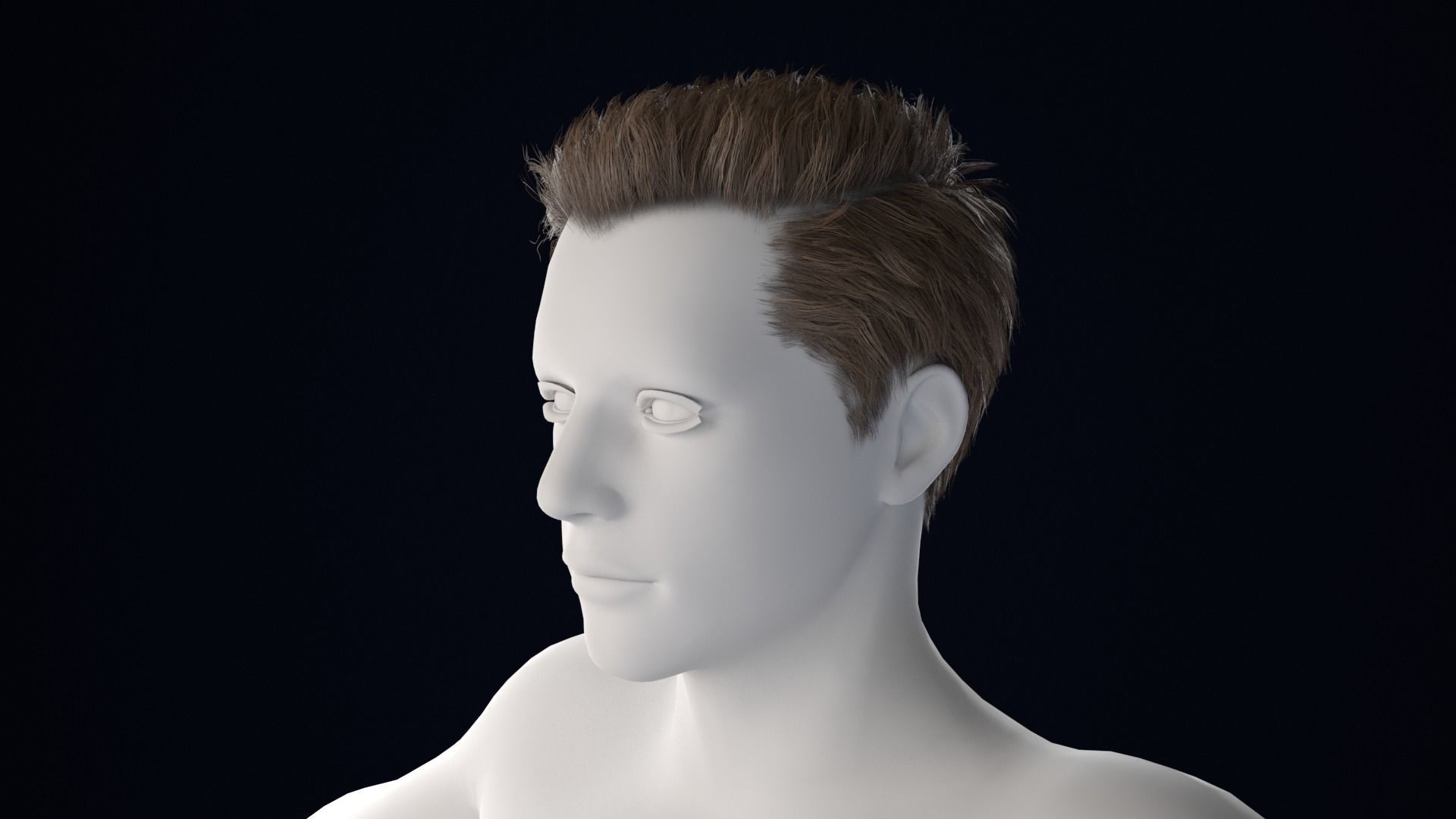 Realistic Male Hair Low-poly 3D model_1