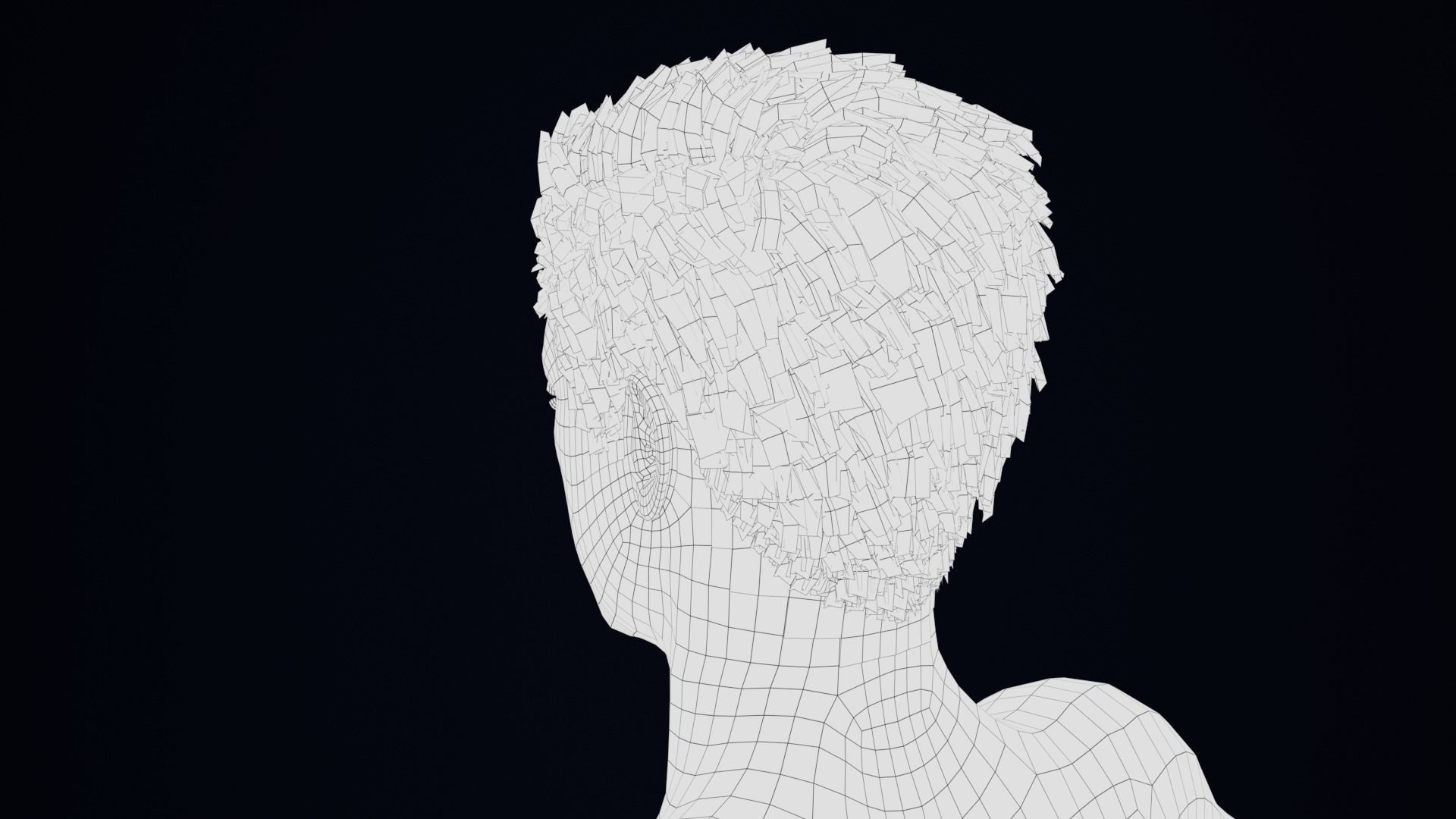 Realistic Male Hair Low-poly 3D model_5