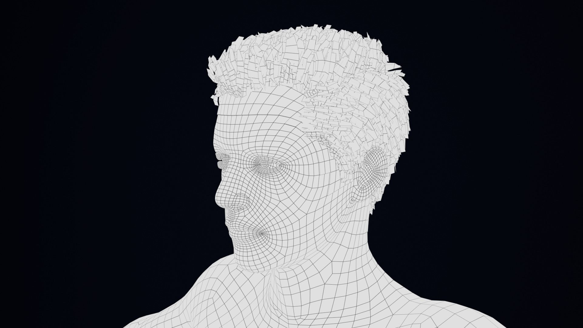 Realistic Male Hair Low-poly 3D model_4