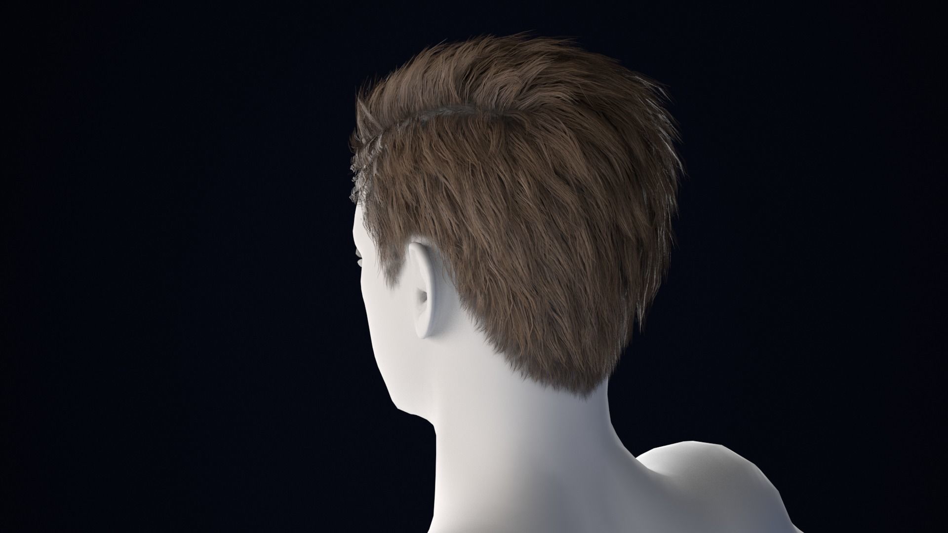 Realistic Male Hair Low-poly 3D model_2