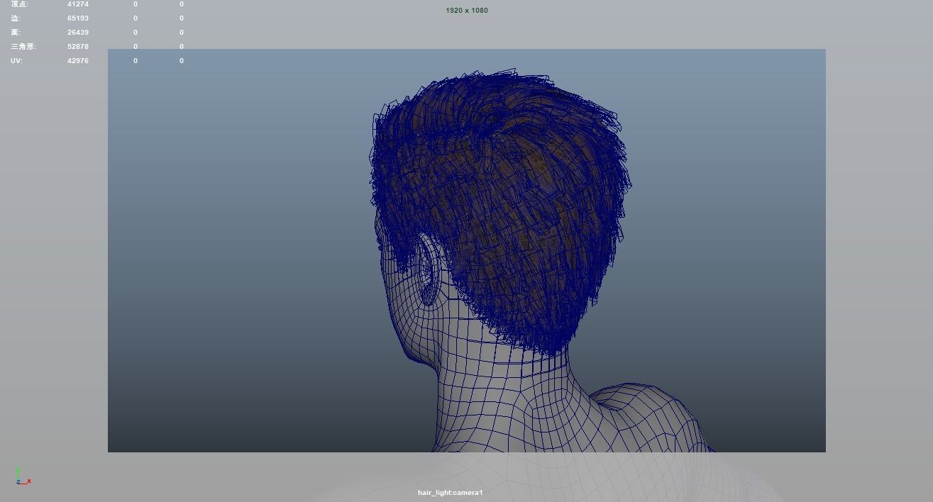 Realistic Male Hair Low-poly 3D model_8