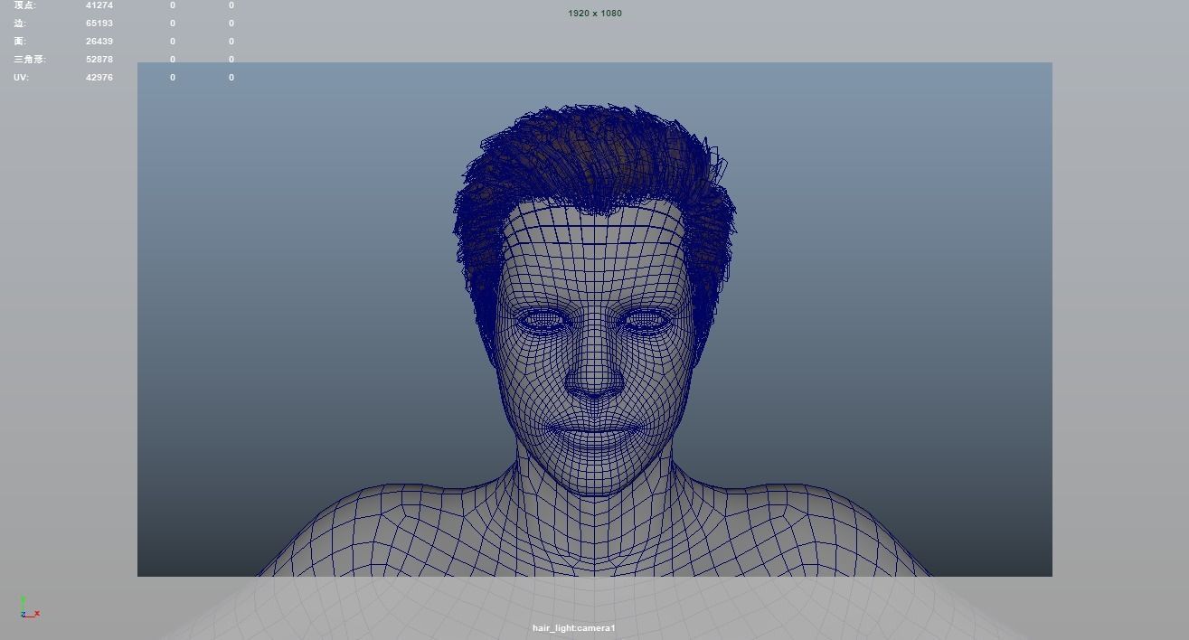 Realistic Male Hair Low-poly 3D model_6