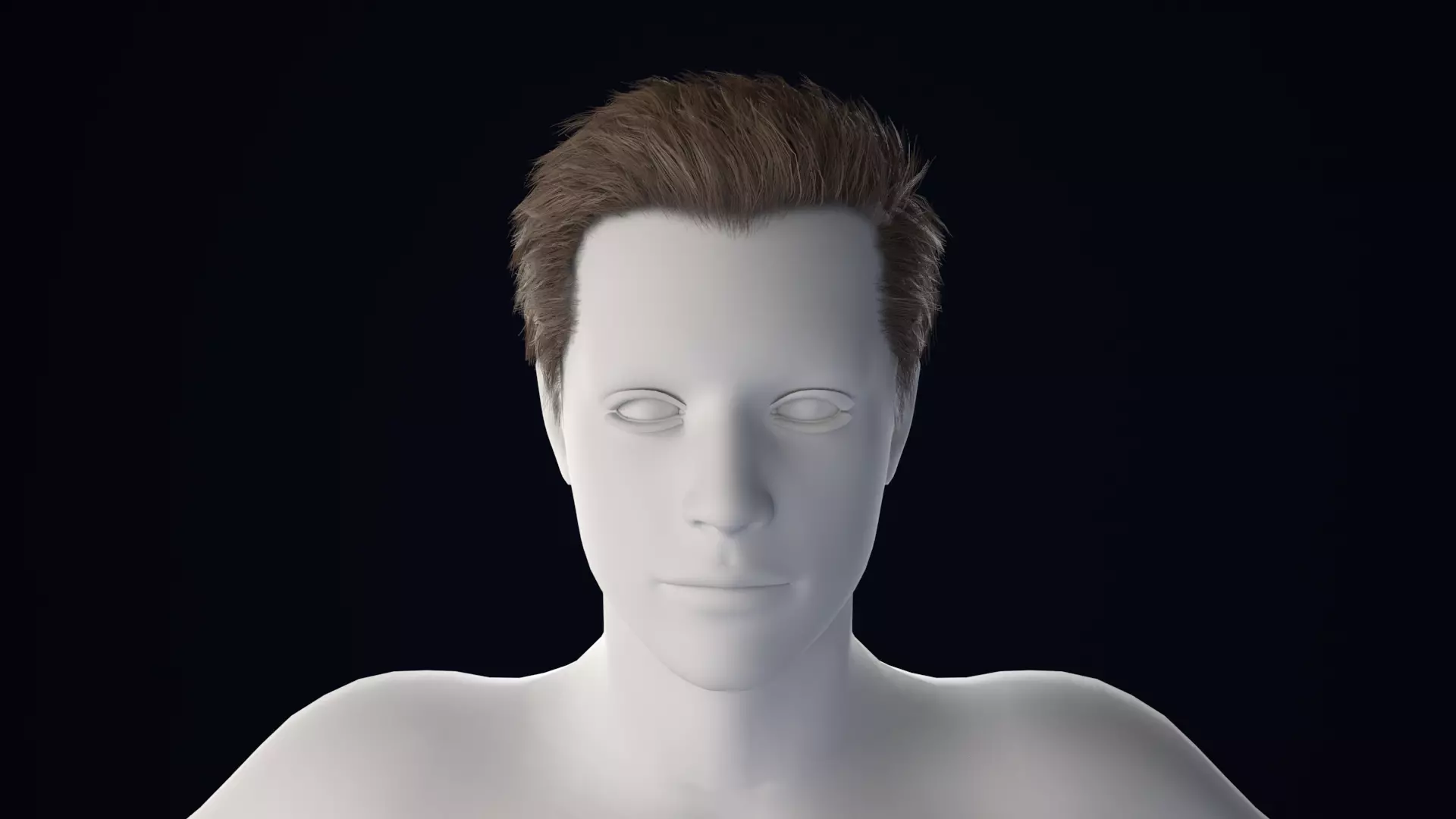 Realistic Male Hair Low-poly 3D model_0