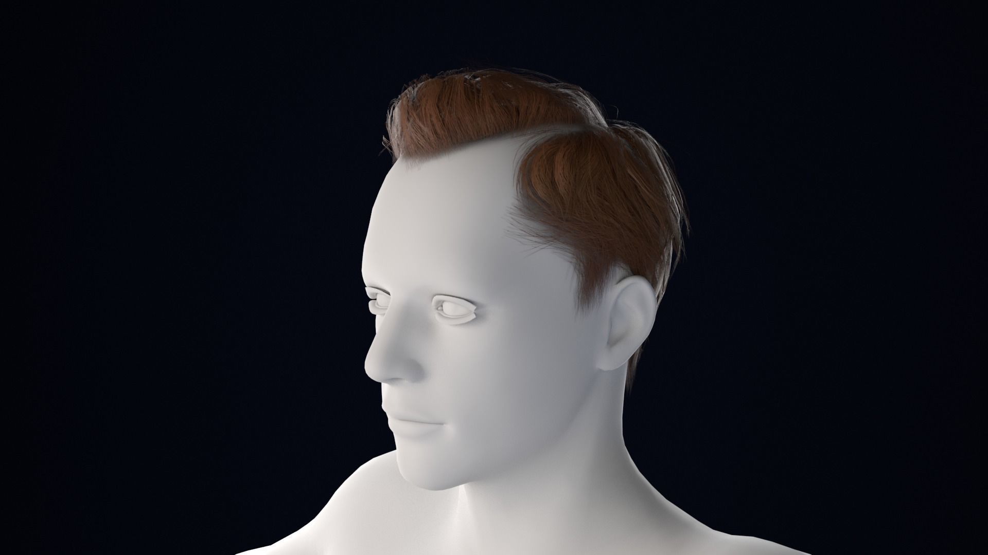 Realistic Male Hair Low-poly 3D model_1