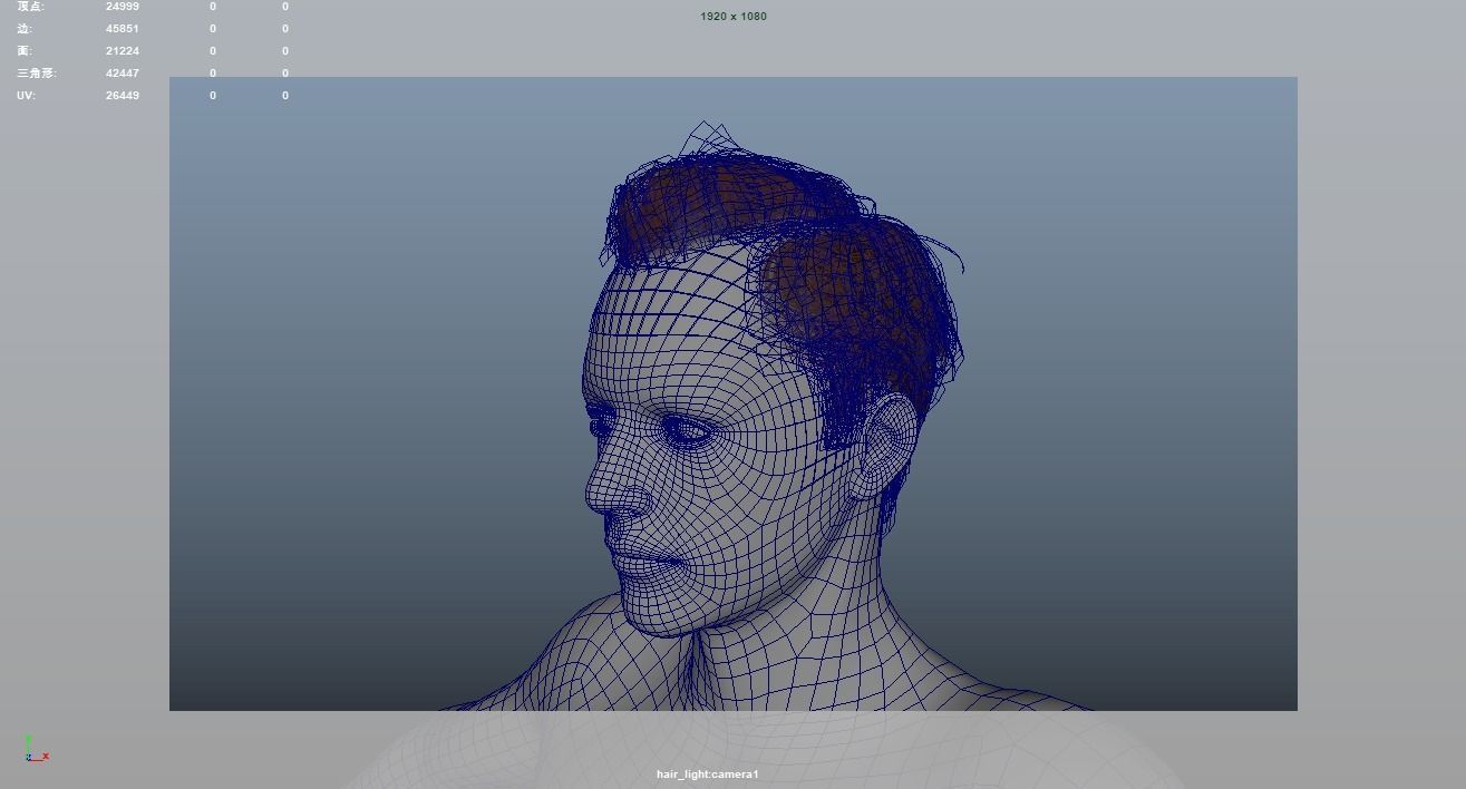 Realistic Male Hair Low-poly 3D model_7