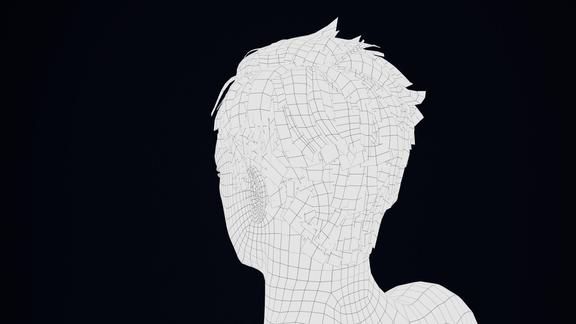 Realistic Male Hair Low-poly 3D model_5