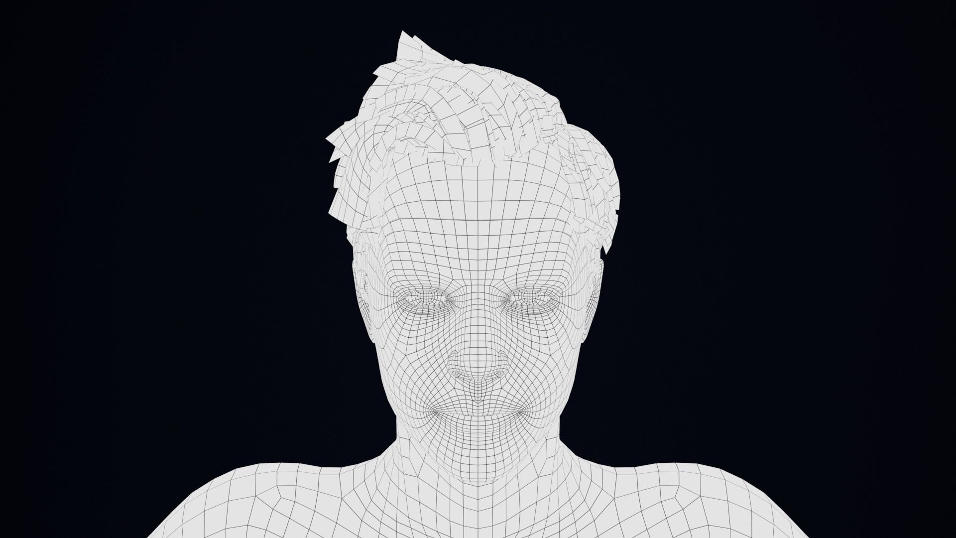 Realistic Male Hair Low-poly 3D model_3