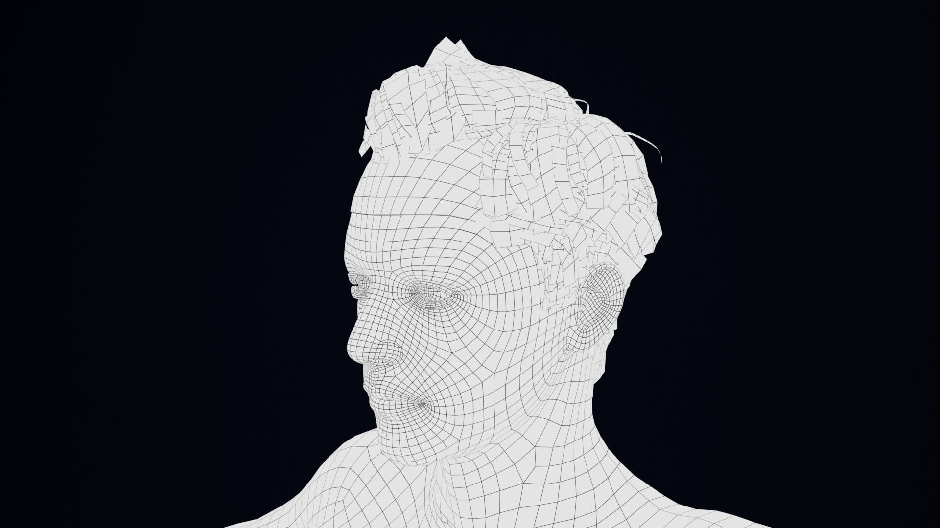 Realistic Male Hair Low-poly 3D model_4