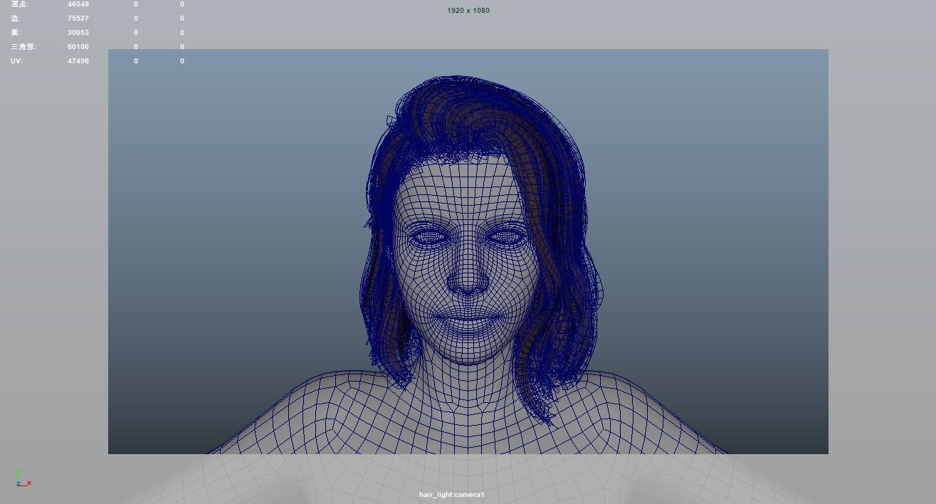 Realistic Female Hair Low-poly 3D model_7