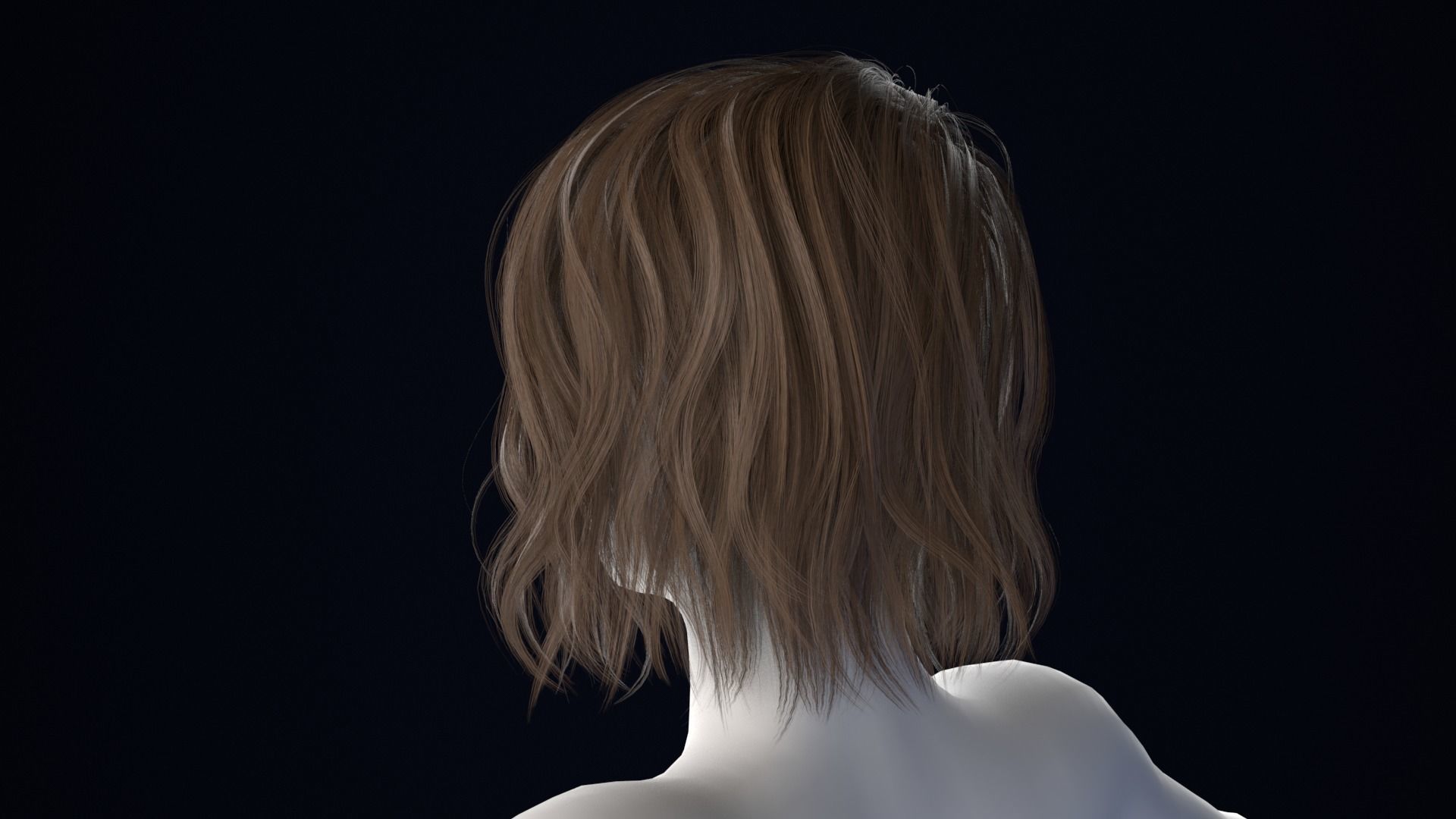 Realistic Female Hair Low-poly 3D model_2