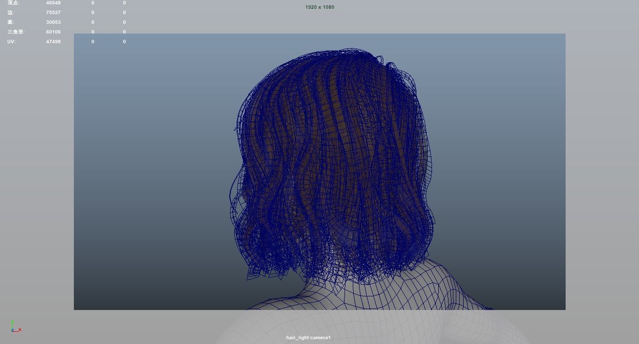 Realistic Female Hair Low-poly 3D model_9