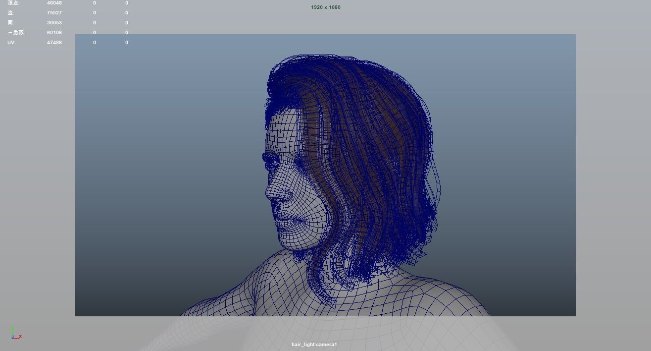 Realistic Female Hair Low-poly 3D model_8