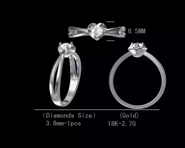 heart unique round  diamond  ring  