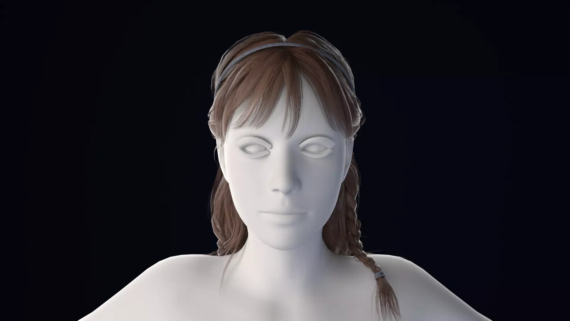 Realistic Female Hair Low-poly 3D model_0